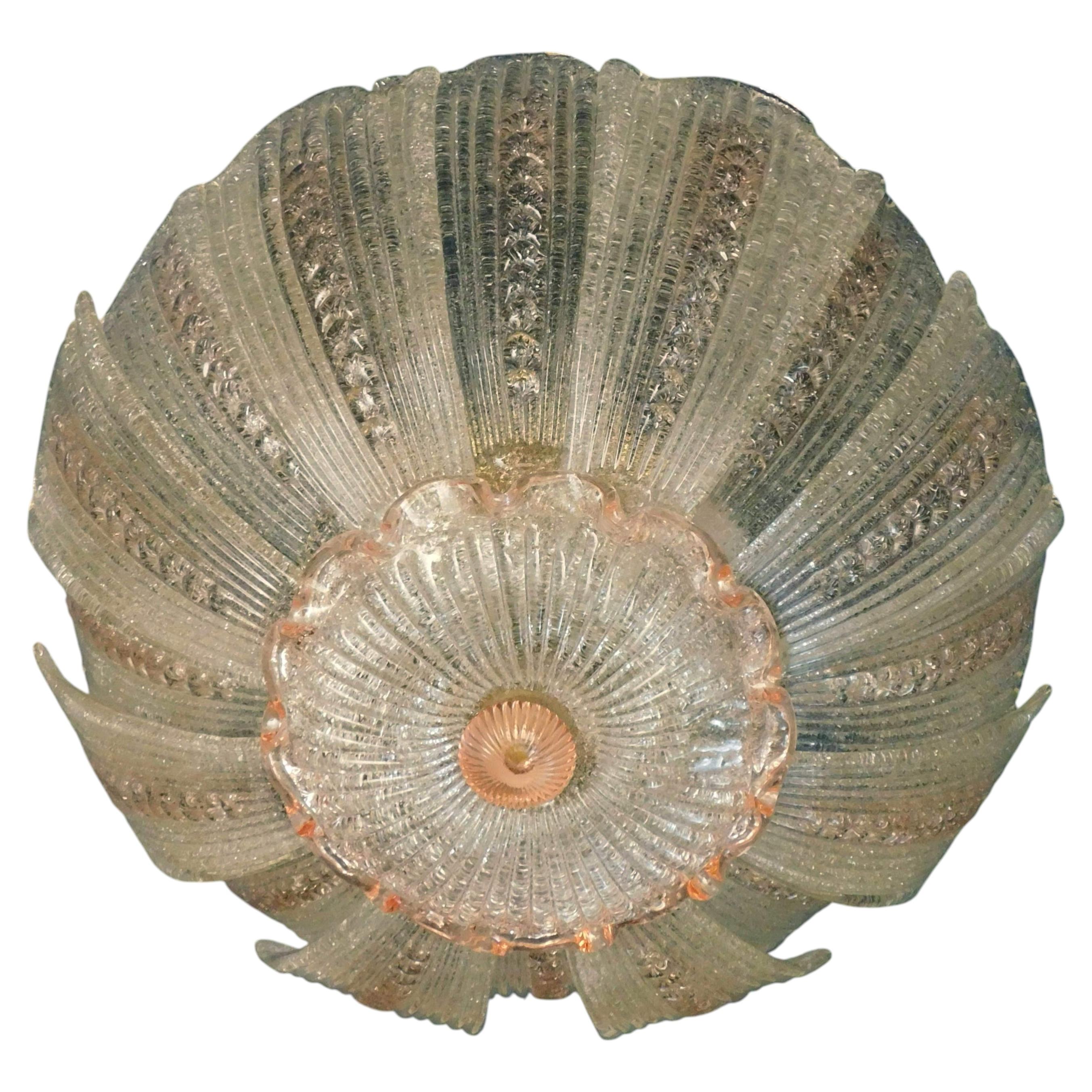 Clear and Pink Graniglia Murano Flush Mount