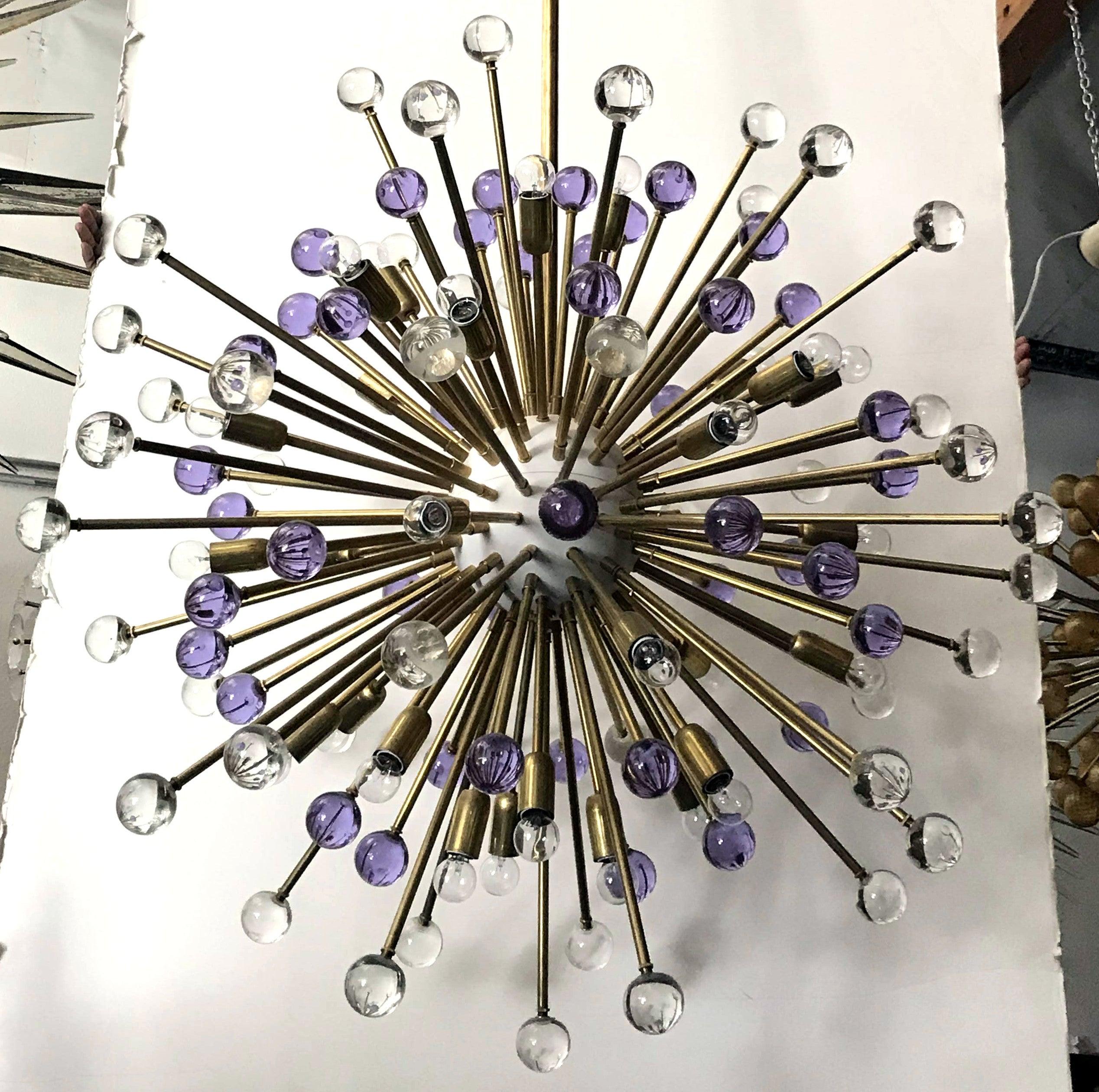 Modern Clear and Purple Burst Sputnik by Fabio Ltd For Sale
