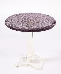 Clear and Purple Lucite End Table, France 1970's