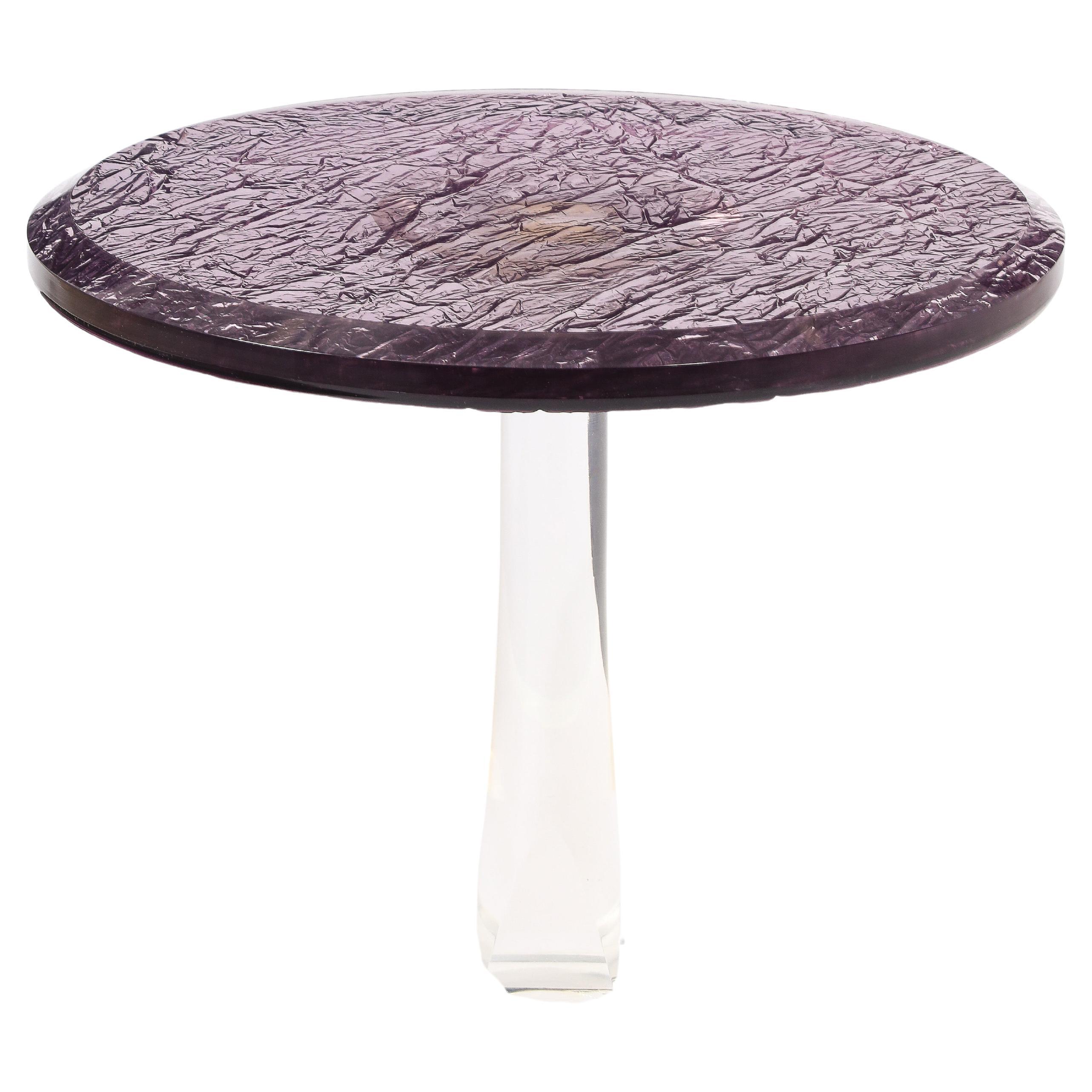 Tavolino in lucite trasparente e viola, Francia, anni 
70