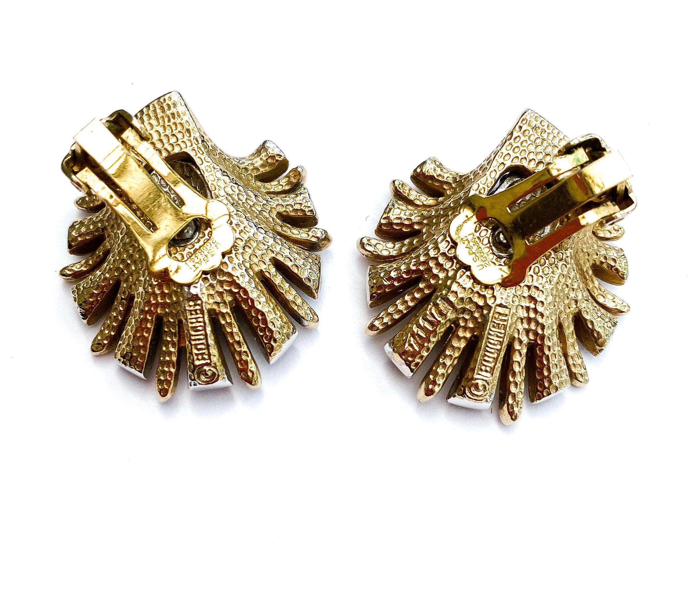 Boucles d'oreilles en pâte transparente et saphir, Marcel Boucher, États-Unis, années 1960. en vente 5