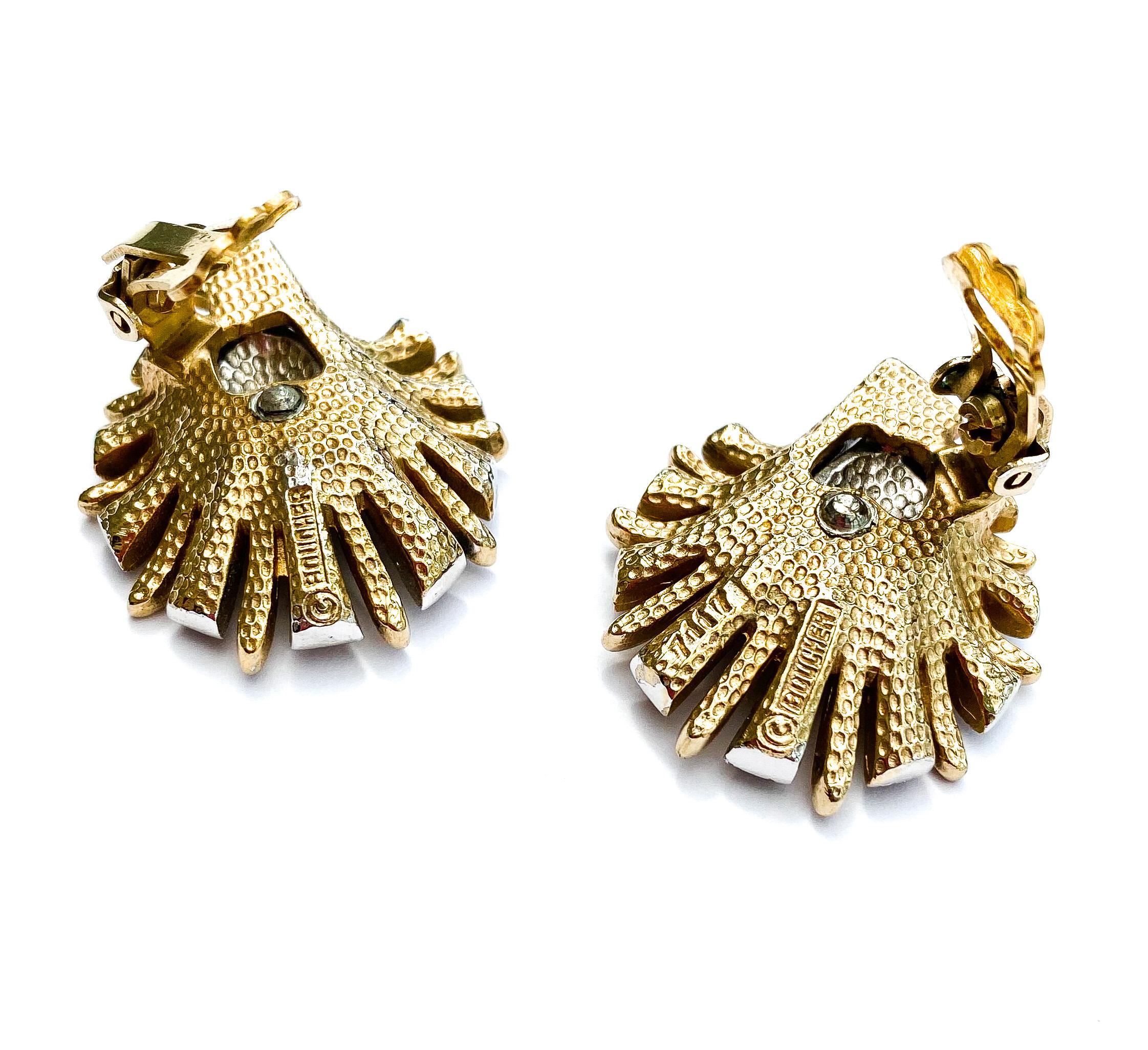 Boucles d'oreilles en pâte transparente et saphir, Marcel Boucher, États-Unis, années 1960. en vente 1