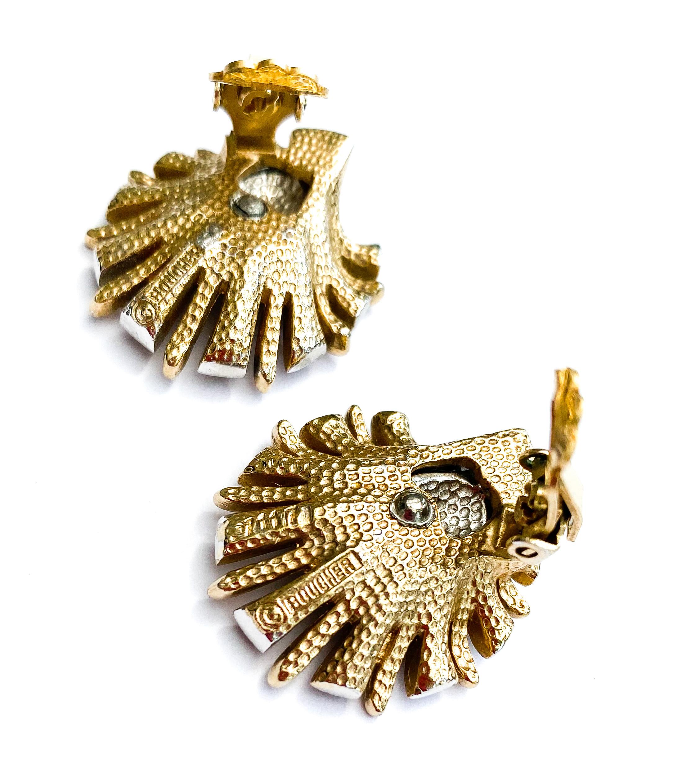 Boucles d'oreilles en pâte transparente et saphir, Marcel Boucher, États-Unis, années 1960. en vente 4