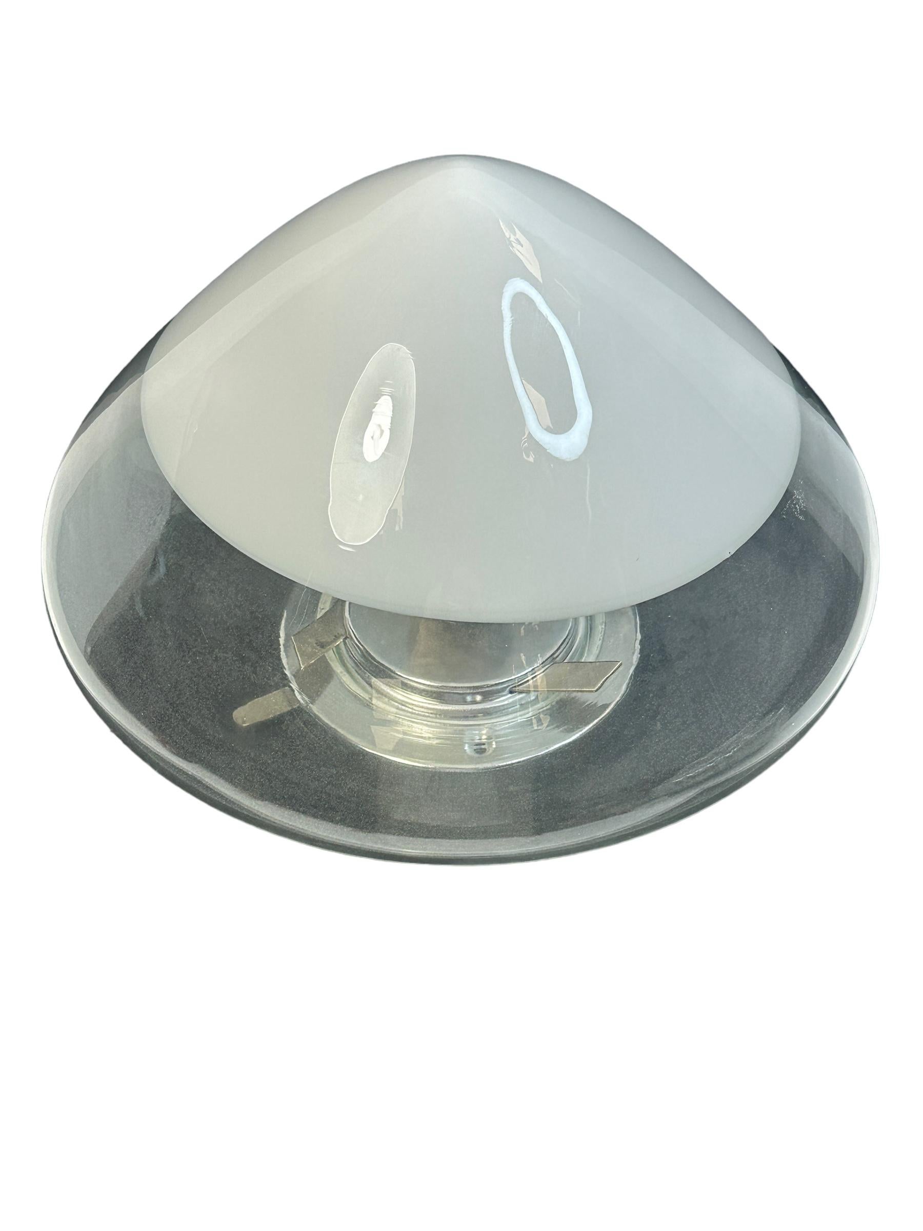 Clear and White Murano Glass Flush Mount Ceiling Light, Italy, 1970s For Sale 3