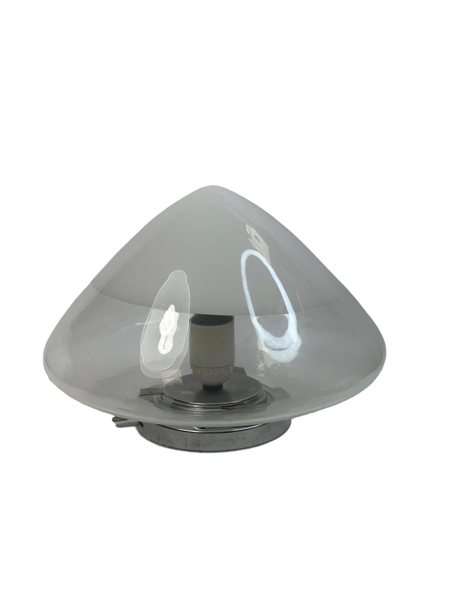 Metal Clear and White Murano Glass Flush Mount Ceiling Light, Italy, 1970s For Sale
