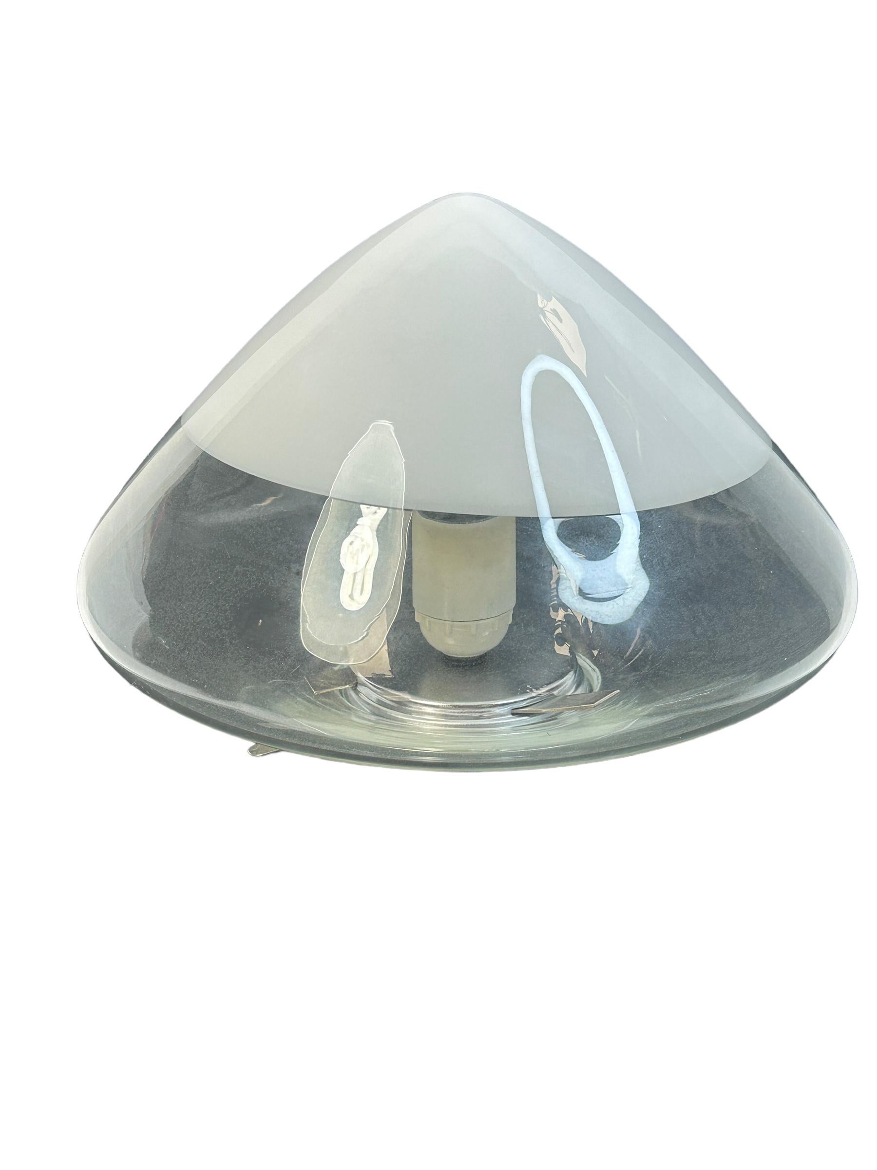Clear and White Murano Glass Flush Mount Ceiling Light, Italy, 1970s For Sale 2