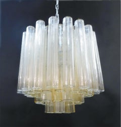 Clear and Yellow Murano Tubes Chandelier