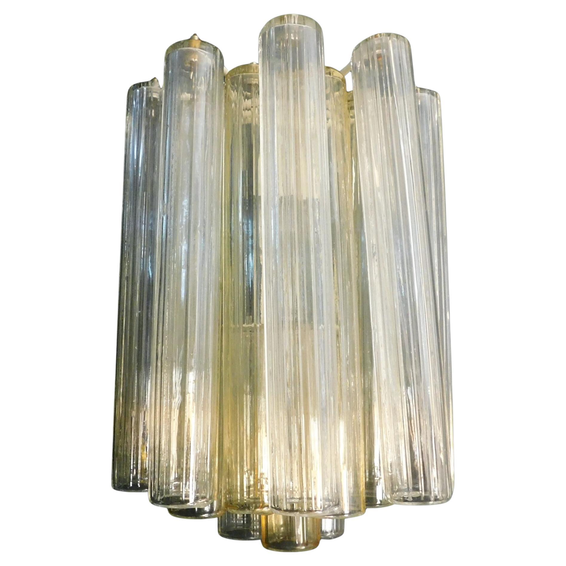 Aplique de Tubos de Murano Transparentes y Amarillos, 5 Disponibles en venta