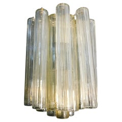 Aplique de Tubos de Murano Transparentes y Amarillos, 5 Disponibles