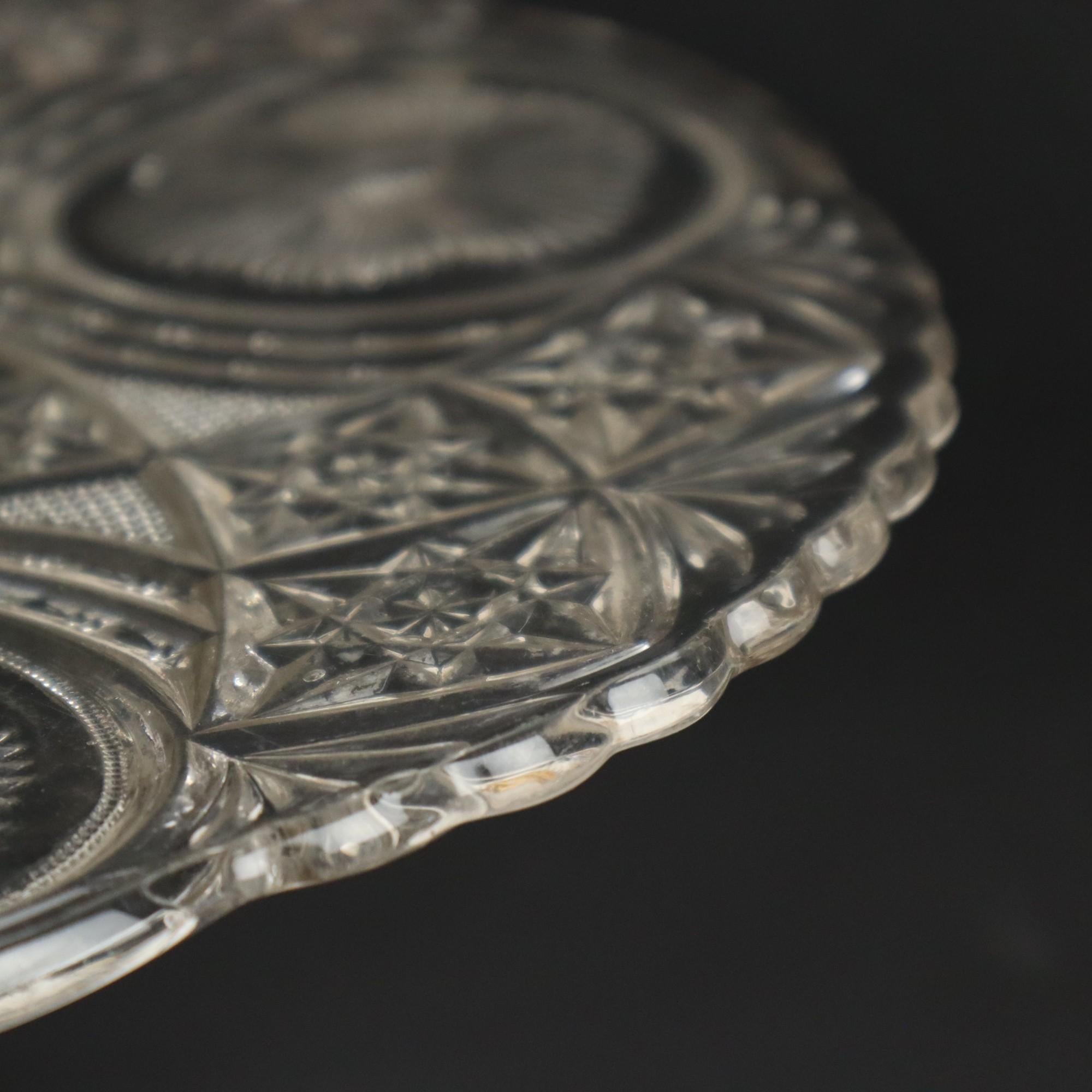 Mid-20th Century Clear Art Deco Cake Stand Pressed Glass Vintage Cake Stand SIV Deposé For Sale