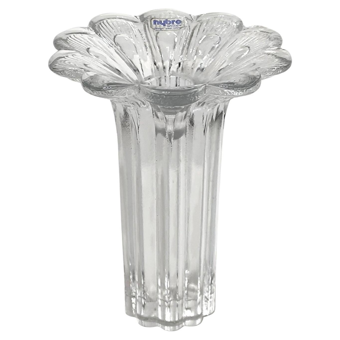 Portacandele in vetro trasparente Flower Top di Paul Isle You per Nybro Svezia in vendita