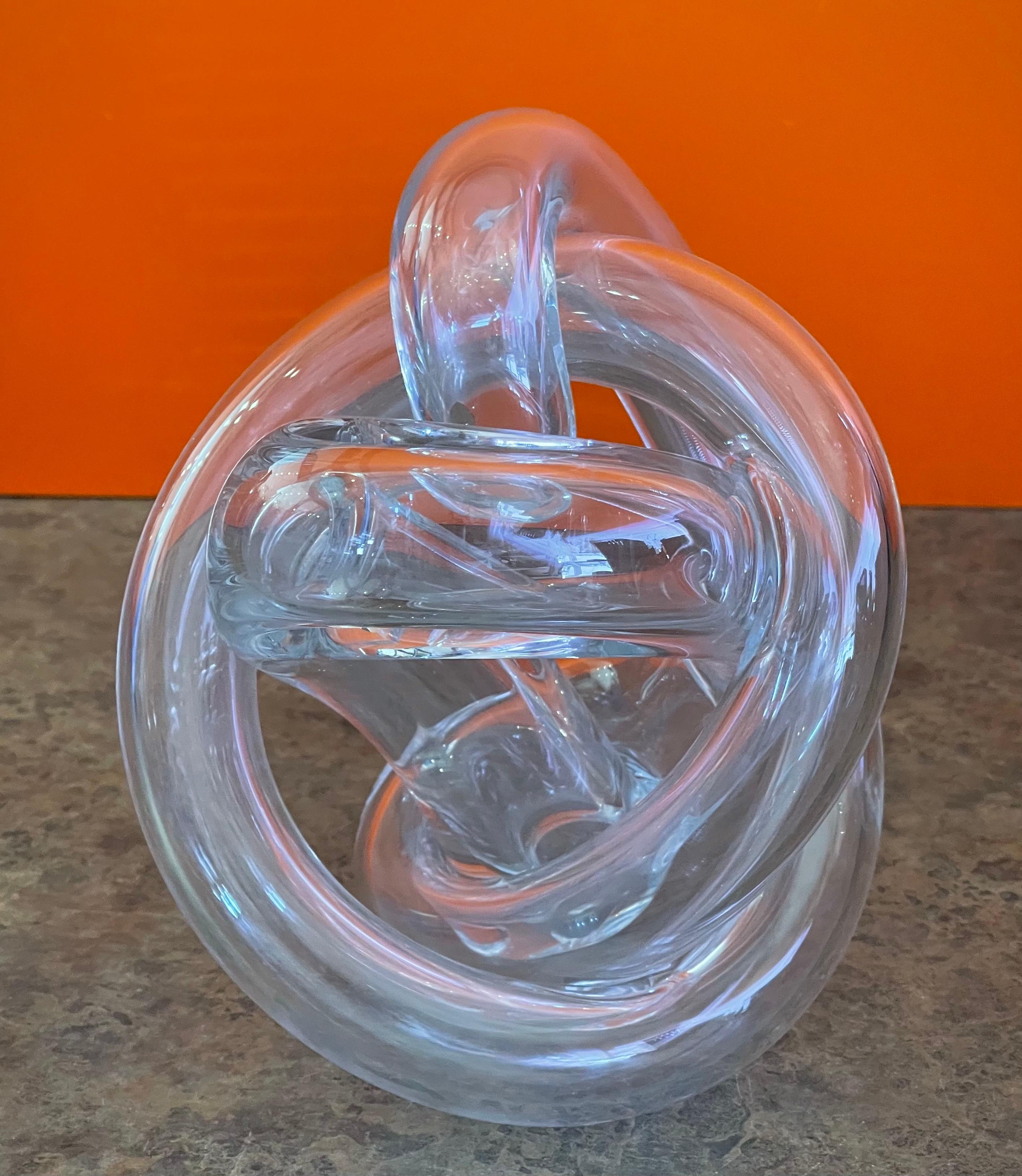 Organic Modern Clear Art Glass Orb / Knot Sculpture