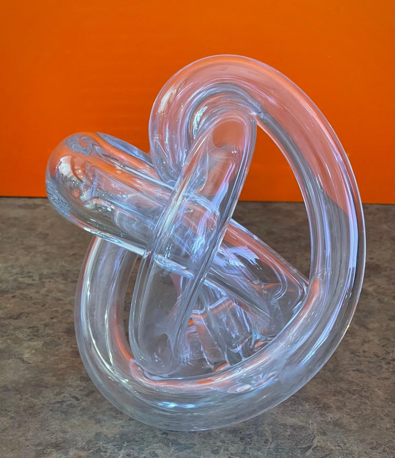 Clear Art Glass Orb / Knot Sculpture at 1stDibs
