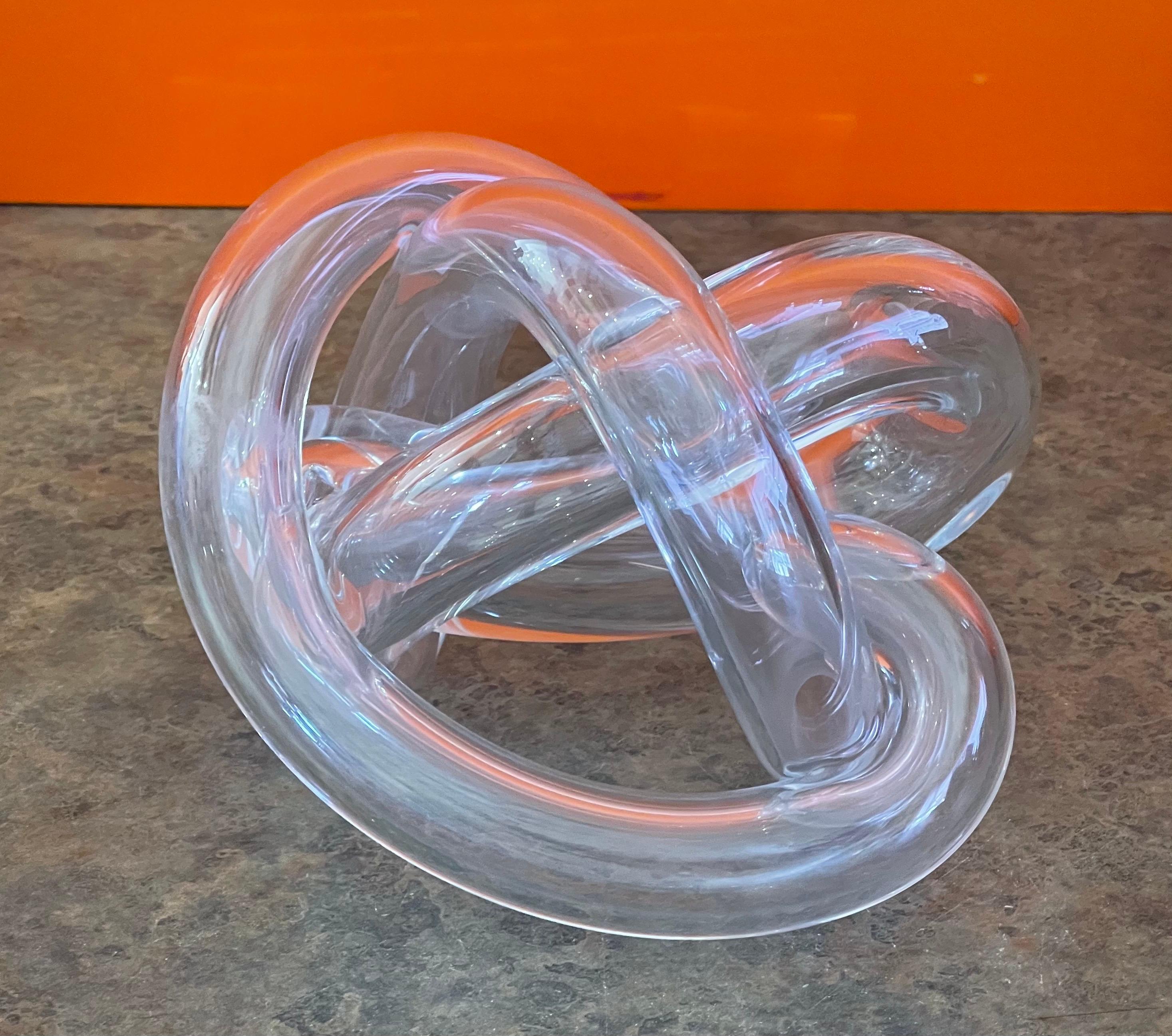 Clear Art Glass Orb / Knot Sculpture In Good Condition In San Diego, CA