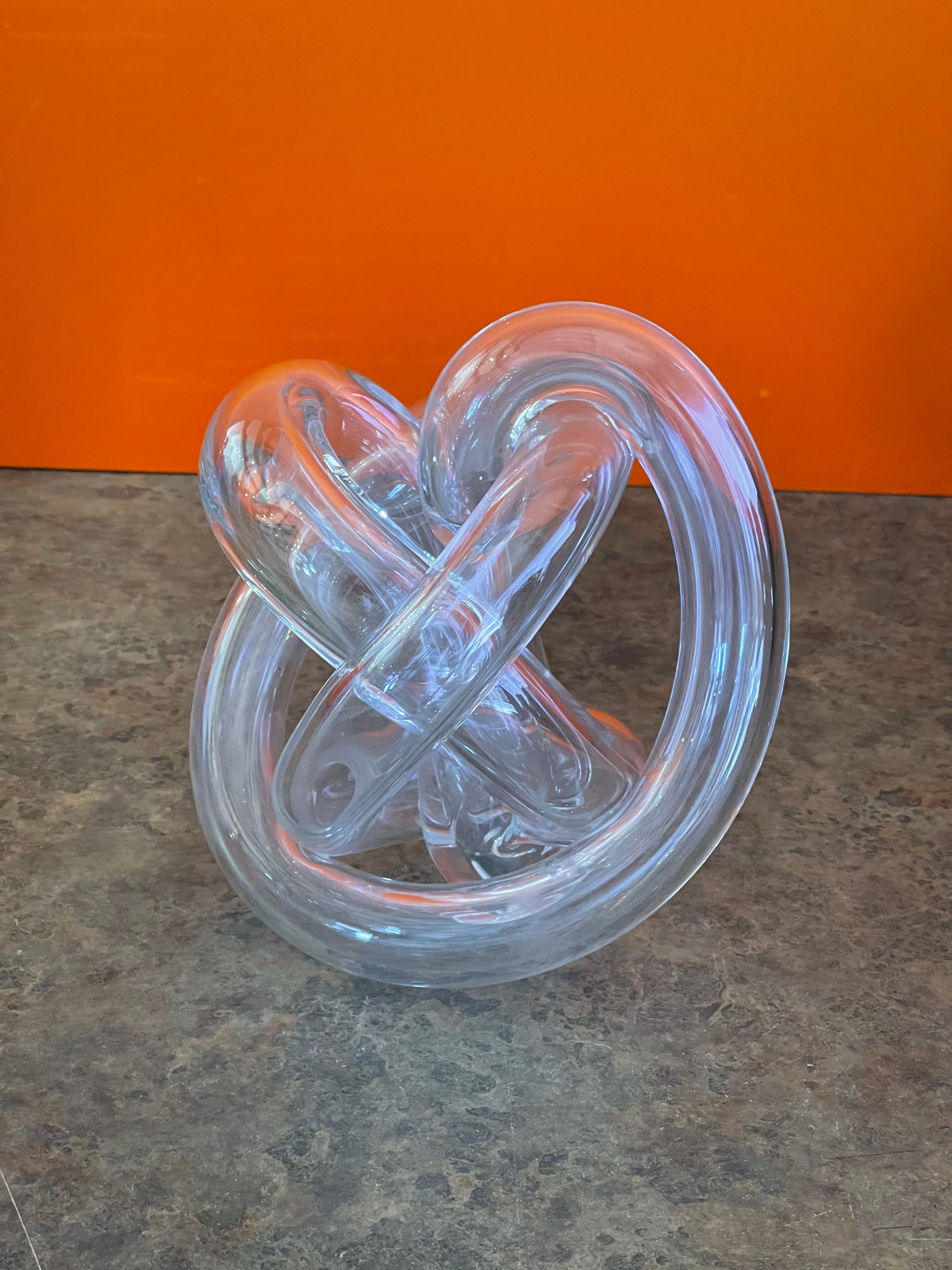 Clear Art Glass Orb / Knot Sculpture 2