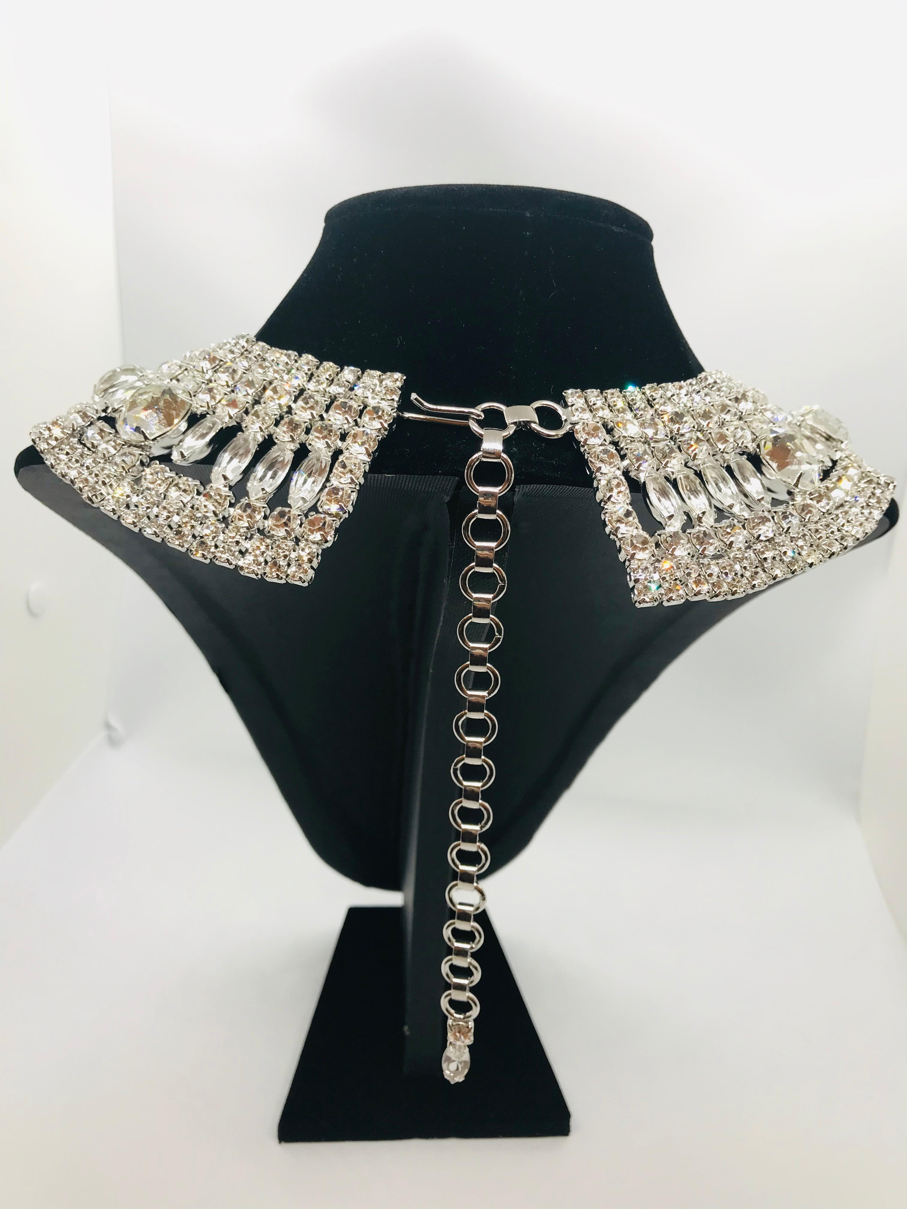 Clear Austrian Crystal Cleopatra Collar Necklace For Sale 1