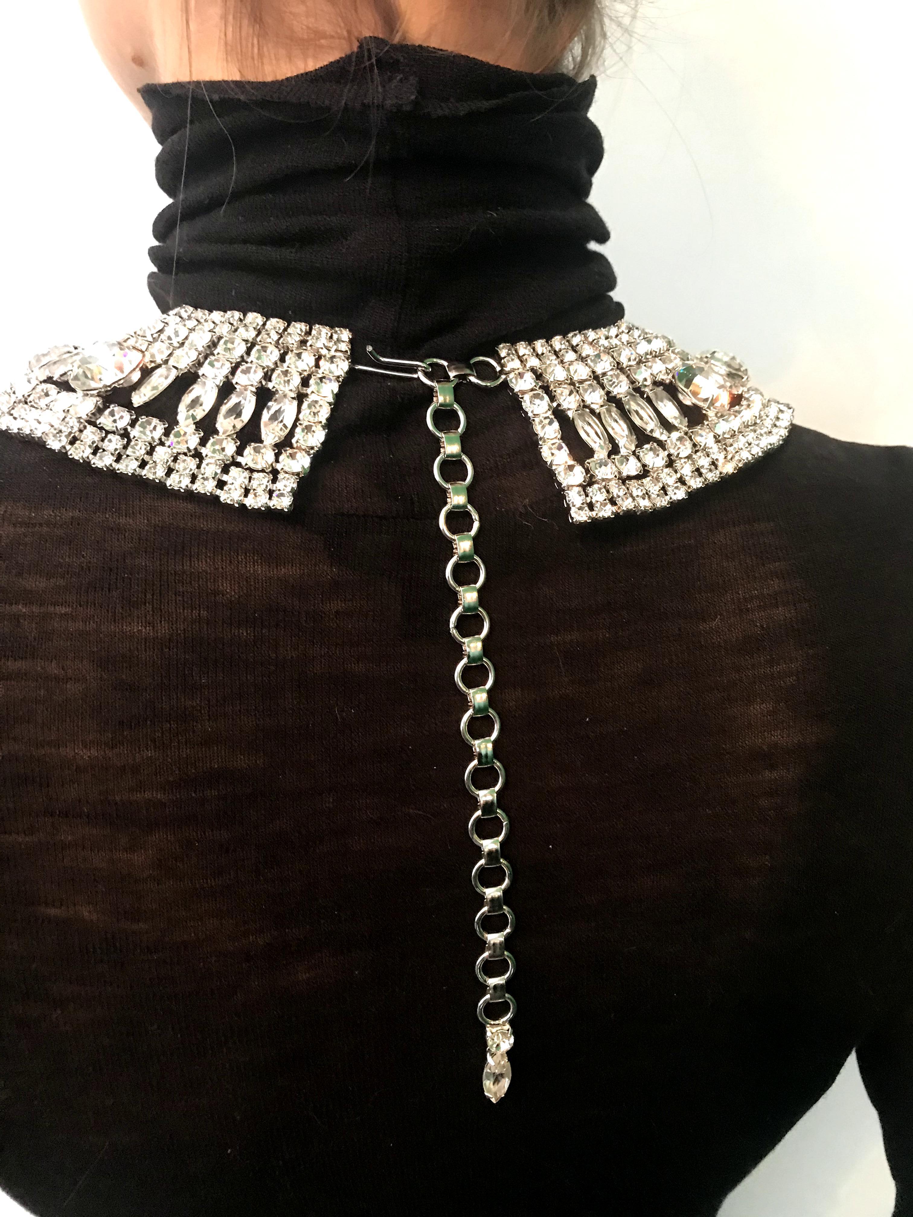 Clear Austrian Crystal Cleopatra Collar Necklace For Sale 2
