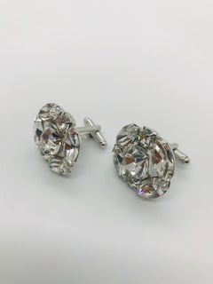 Clear Austrian Crystal Cuff Links