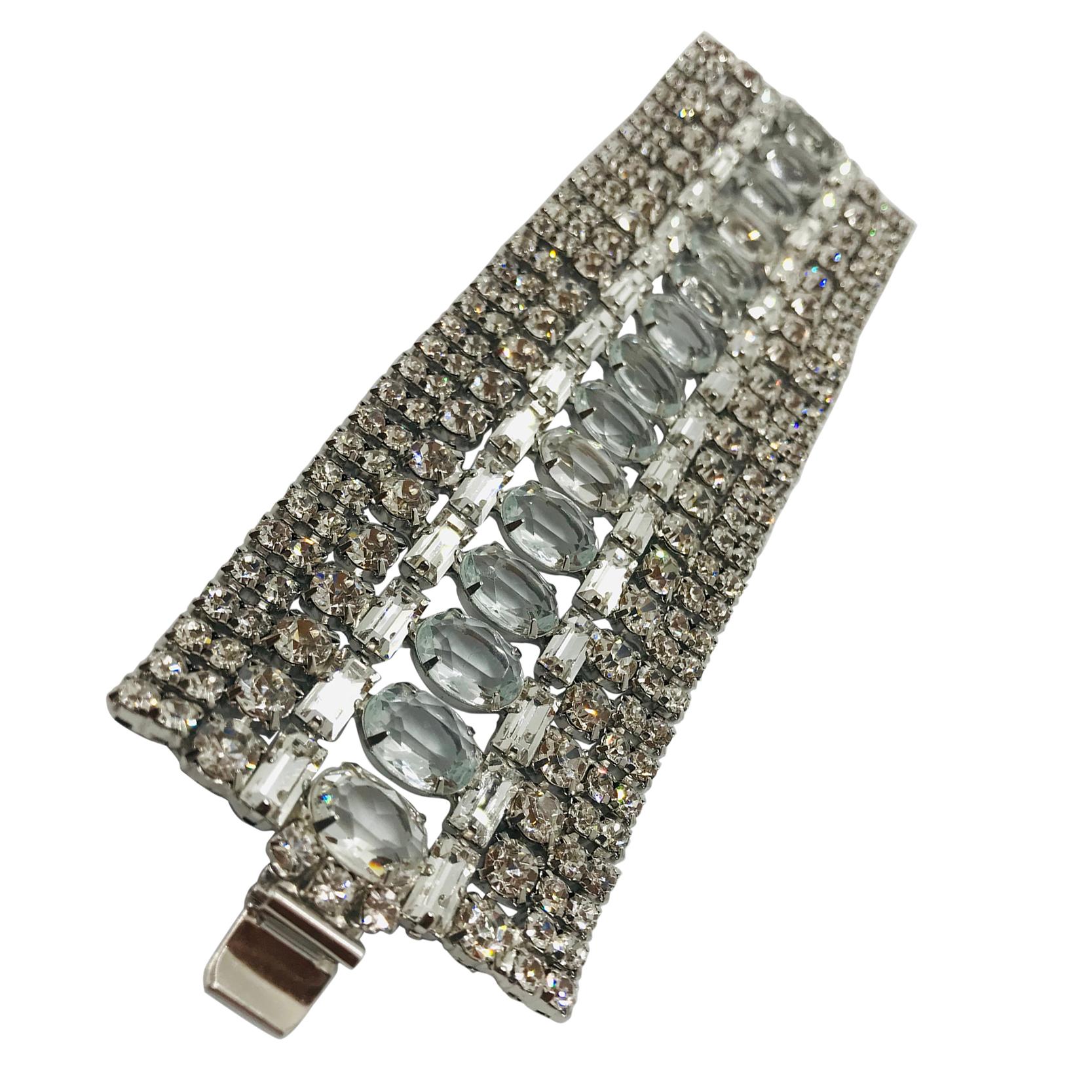 Clear Austrian Crystal Flex Cuff Bracelet For Sale