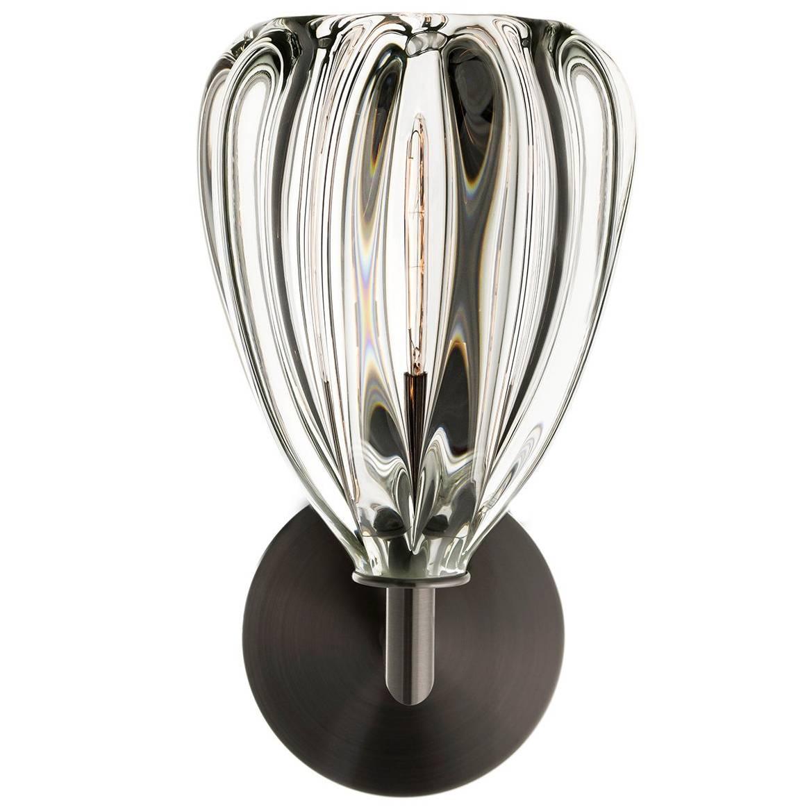 Barnacle Cone Elbow Wall Sconce, Hand Blown Clear Glass - Made to Order For Sale