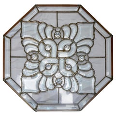 Antique Clear Bevelled, Leaded Glass Mounted in Copper