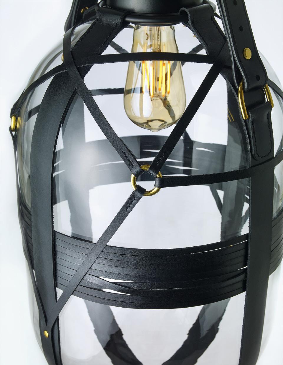 Modern Clear / Black Glass Pendant, Tied-Up Romance by Kateřina Handlová for Bomma