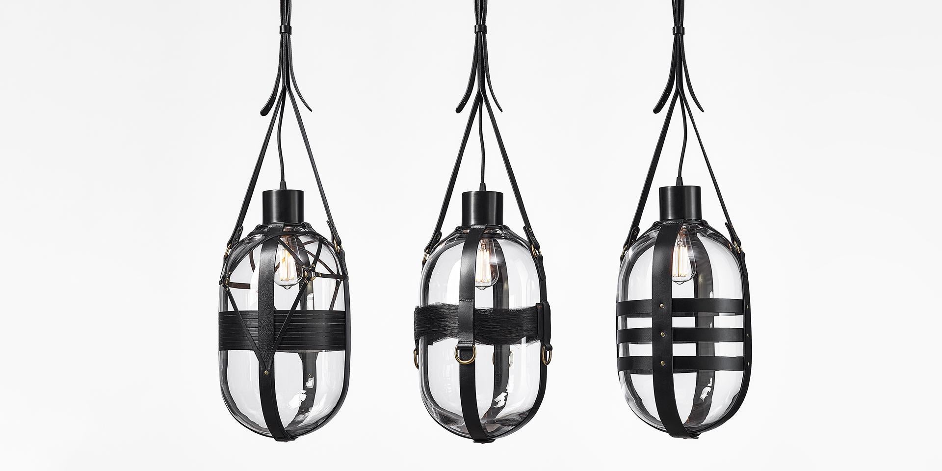 Contemporary Clear / Black Glass Pendant, Tied-Up Romance by Kateřina Handlová for Bomma
