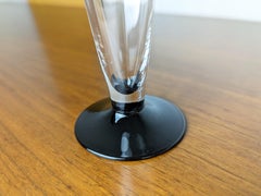 Clear & black Murano Glass ottagonali serie flutes by Carlo Moretti, 1974