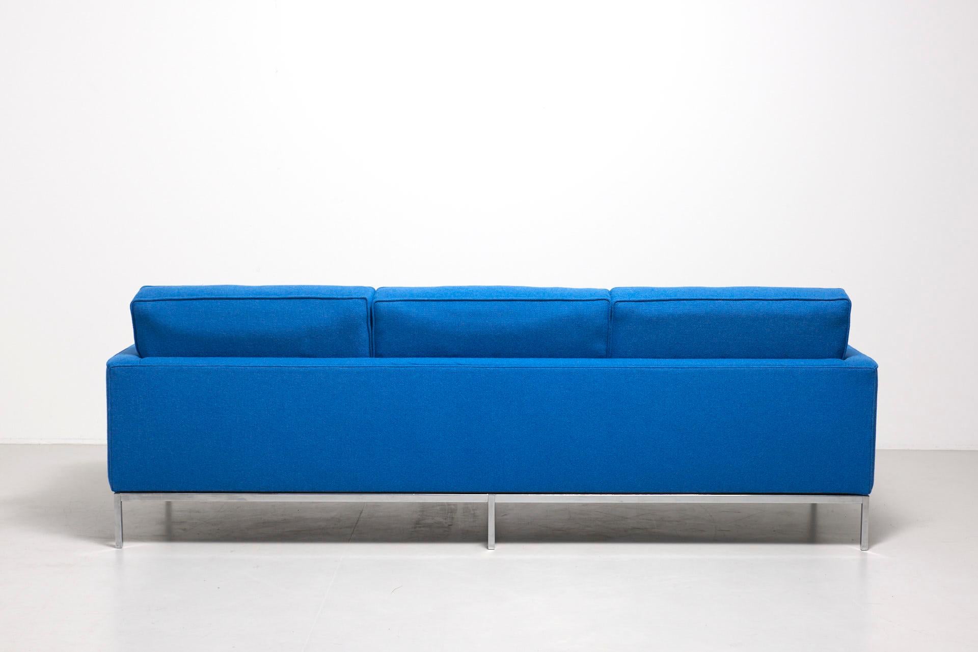 Clear Blue 3 Seat Sofa by Florence Knoll, 1954 2