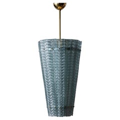 Lanterne en verre de Murano bleu transparent