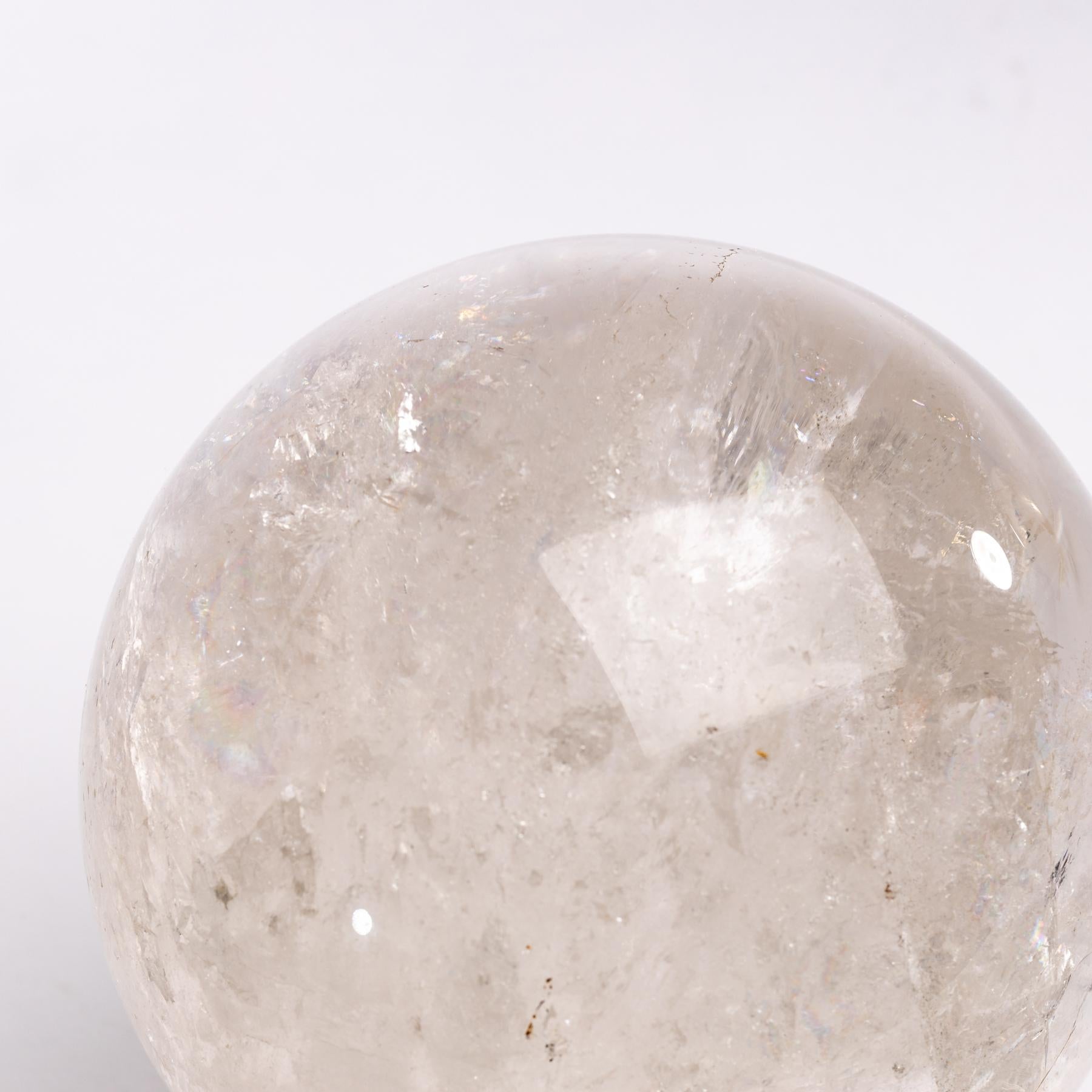 Mexican Clear Brazilian Quartz Sphere Mounted on a Acrylic Ring Base