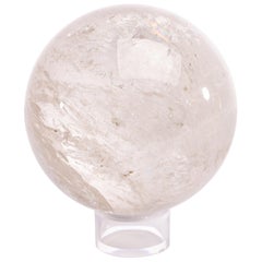 Clear Brazilian Quartz Sphere Mounted on a Acrylic Ring Base