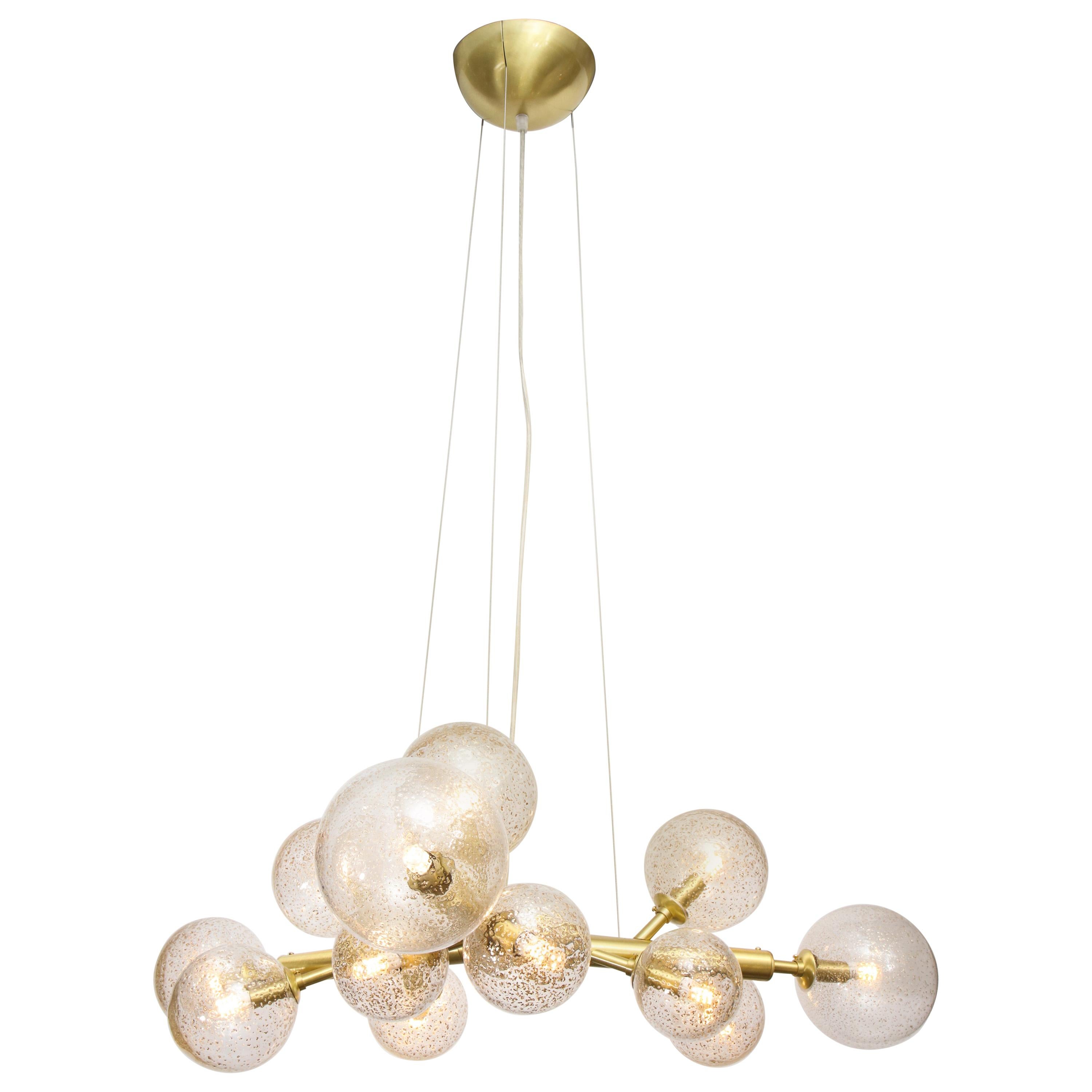 12 Globe American Brass Chandelier at 1stDibs