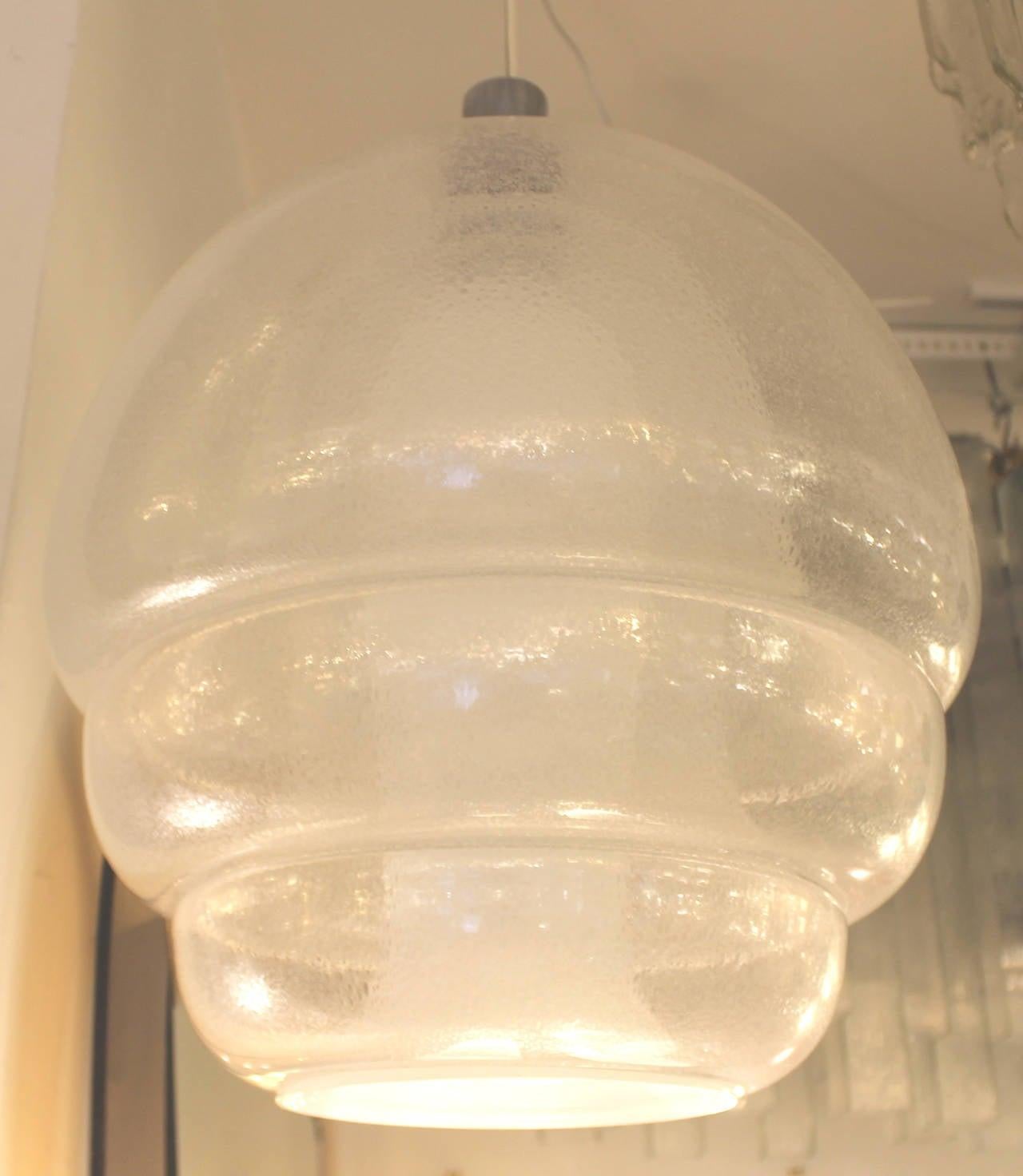 Mid-Century Modern Clear Bubble Glass Carlo Nason Pendant Lamp for Mazzega, Italy, 1960s