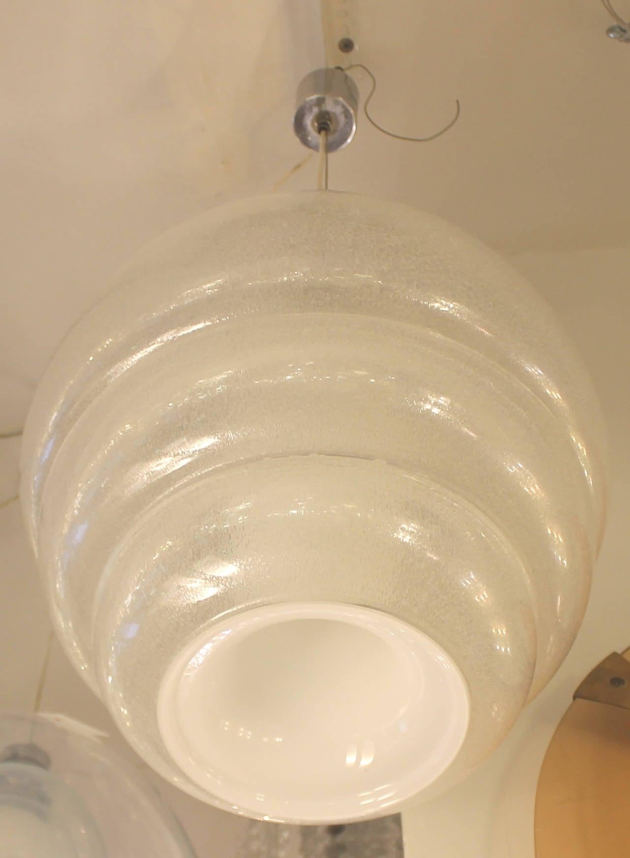 Italian Clear Bubble Glass Carlo Nason Pendant Lamp for Mazzega, Italy, 1960s