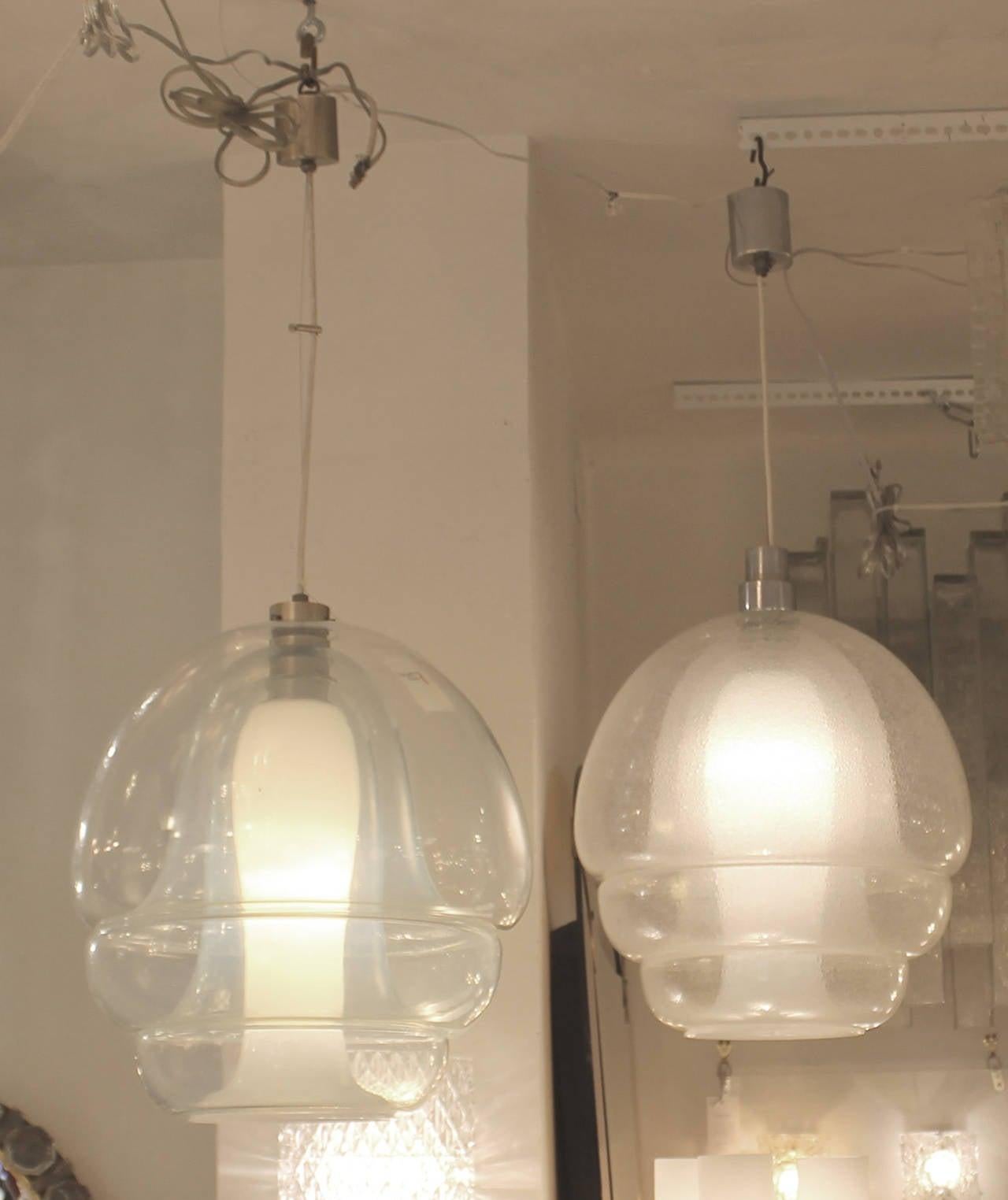 Mid-20th Century Clear Bubble Glass Carlo Nason Pendant Lamp for Mazzega, Italy, 1960s