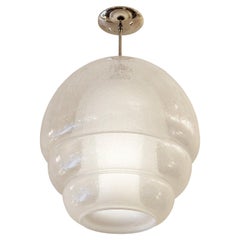 Lampe à suspension en verre bullé transparent Carlo Nason pour Mazzega, Italie, années 1960