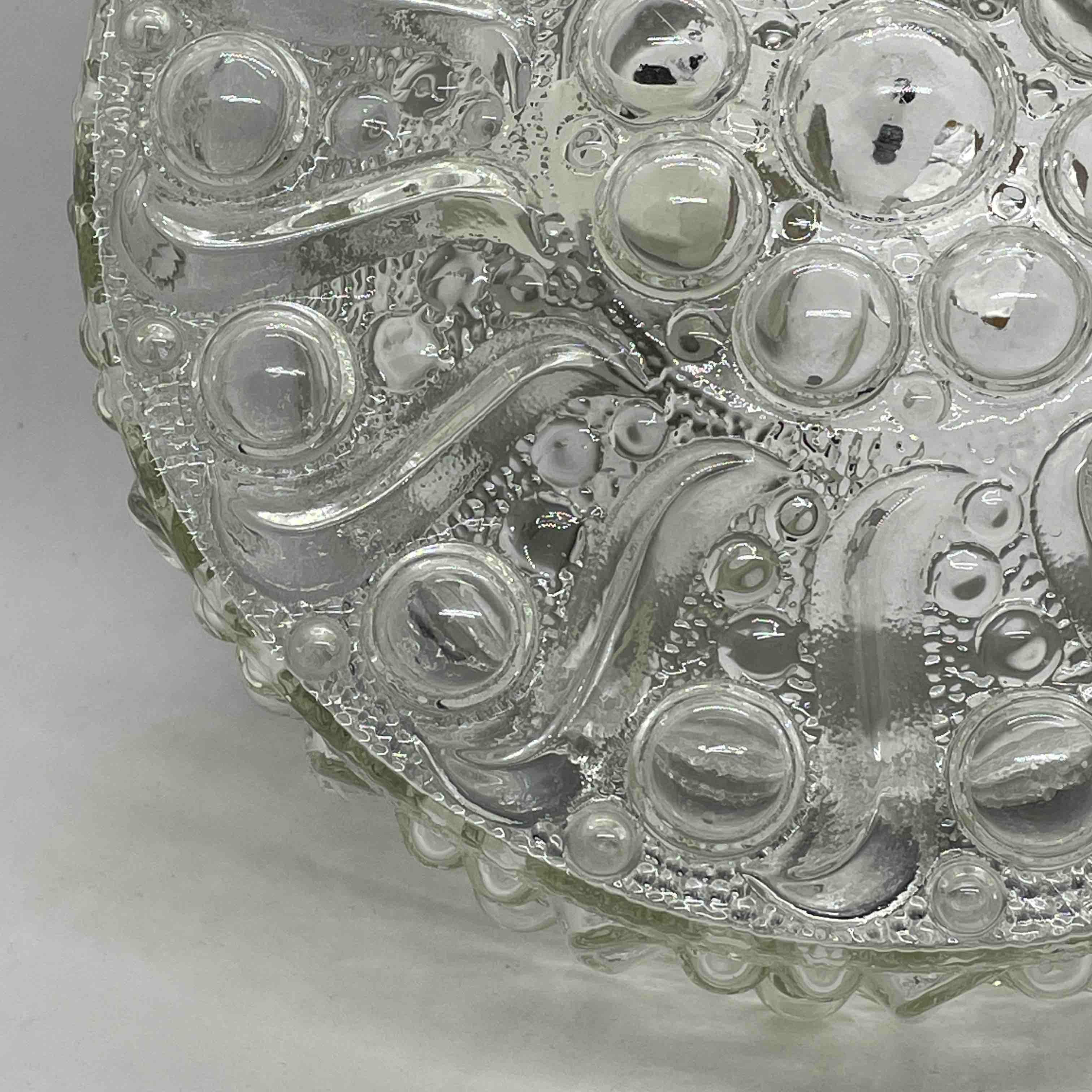 German Clear Bubble Glass Pattern Limburg Flush Mount Ceiling Light, 1960s