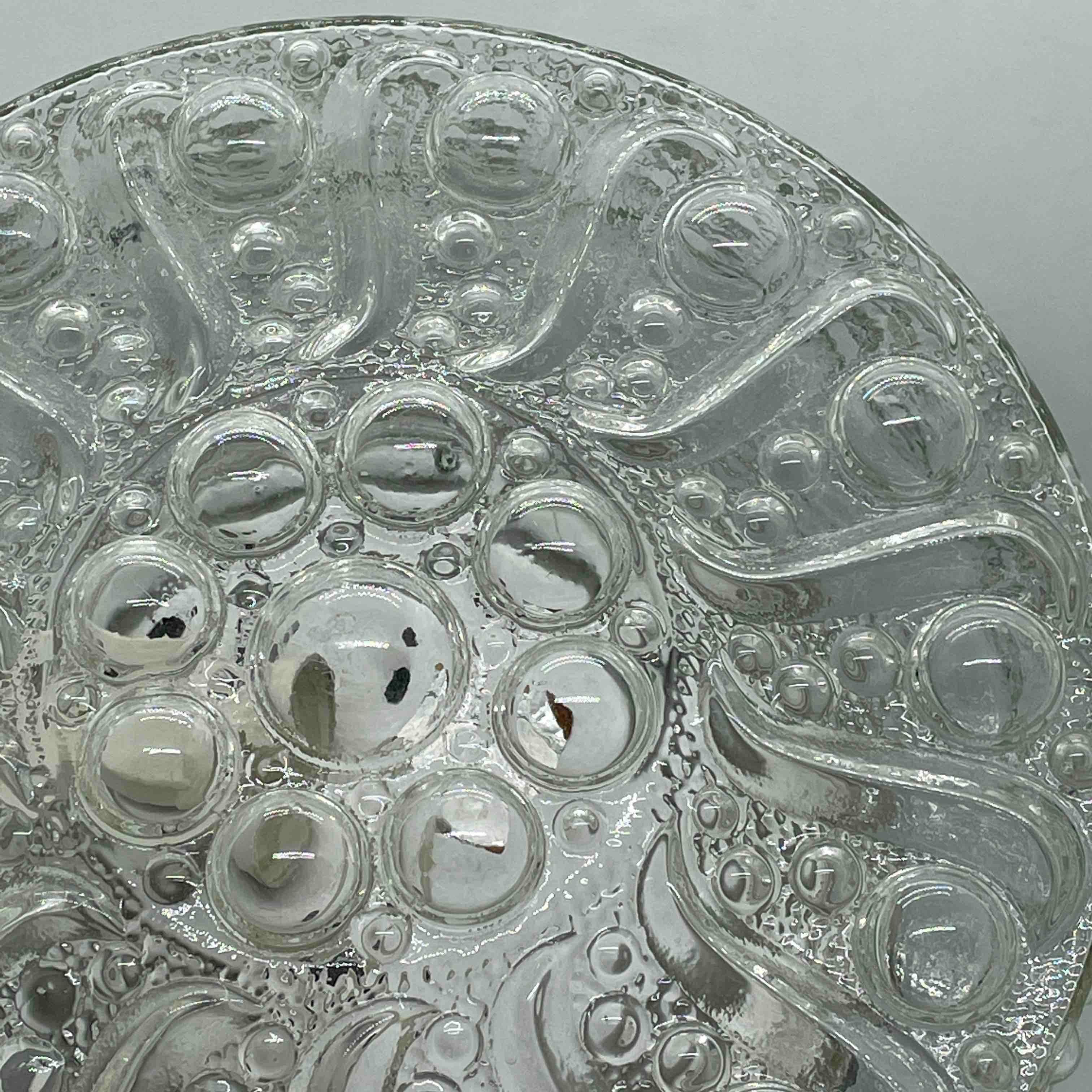 Mid-20th Century Clear Bubble Glass Pattern Limburg Flush Mount Ceiling Light, 1960s