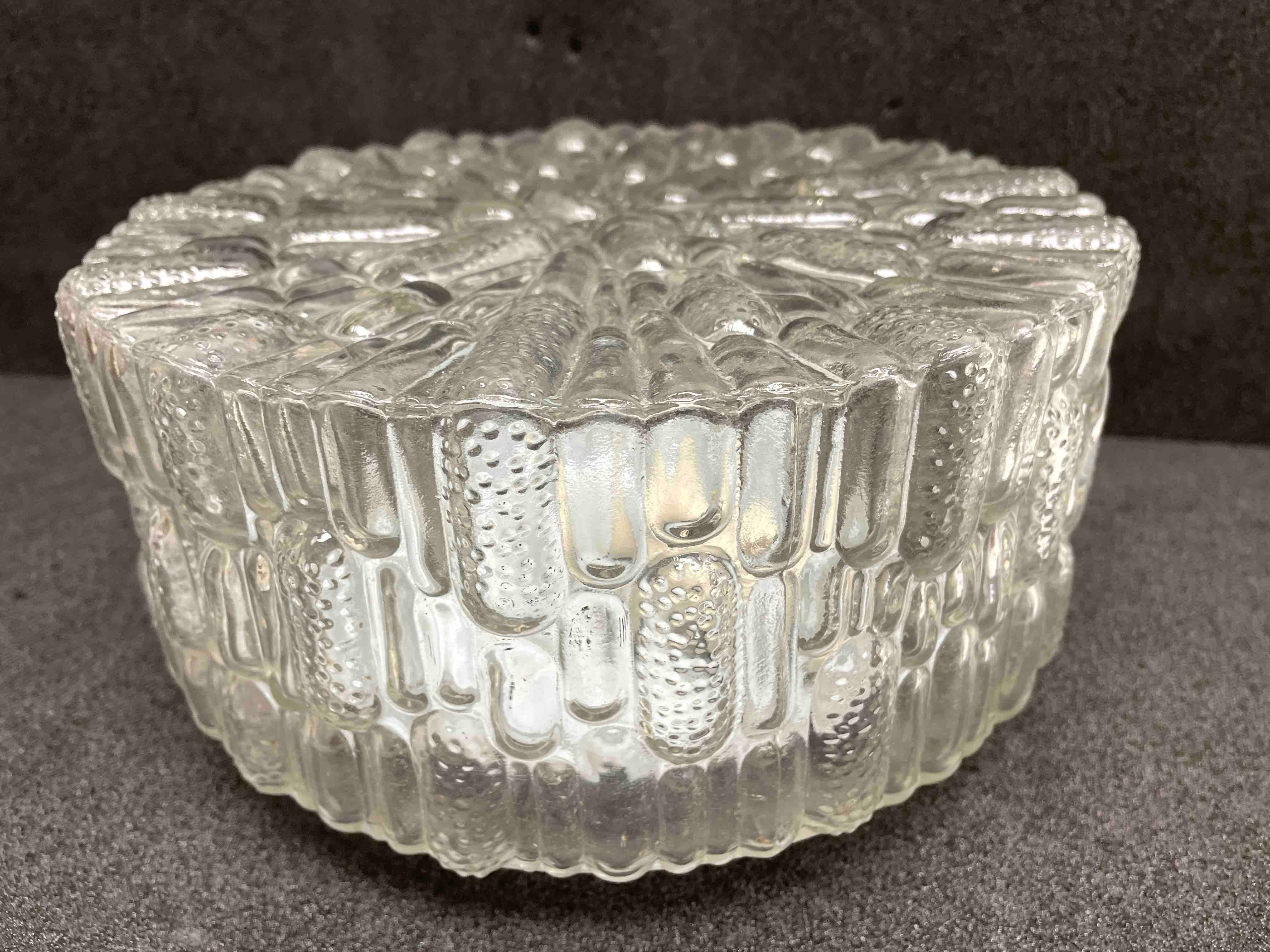 German Clear Bubble Glass Pattern Massive Leuchten Flush Mount Ceiling Light, 1960s For Sale
