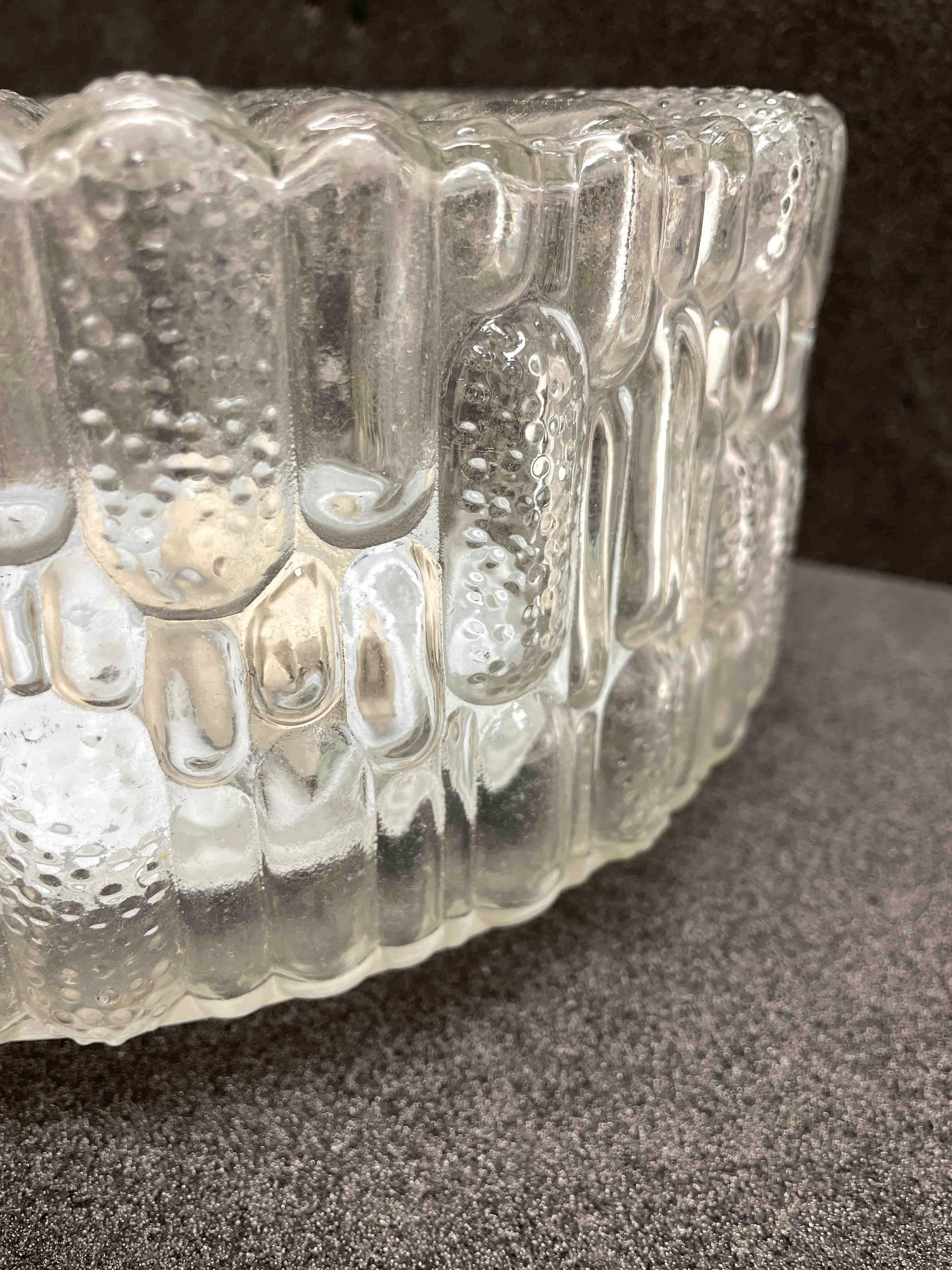 Mid-20th Century Clear Bubble Glass Pattern Massive Leuchten Flush Mount Ceiling Light, 1960s For Sale