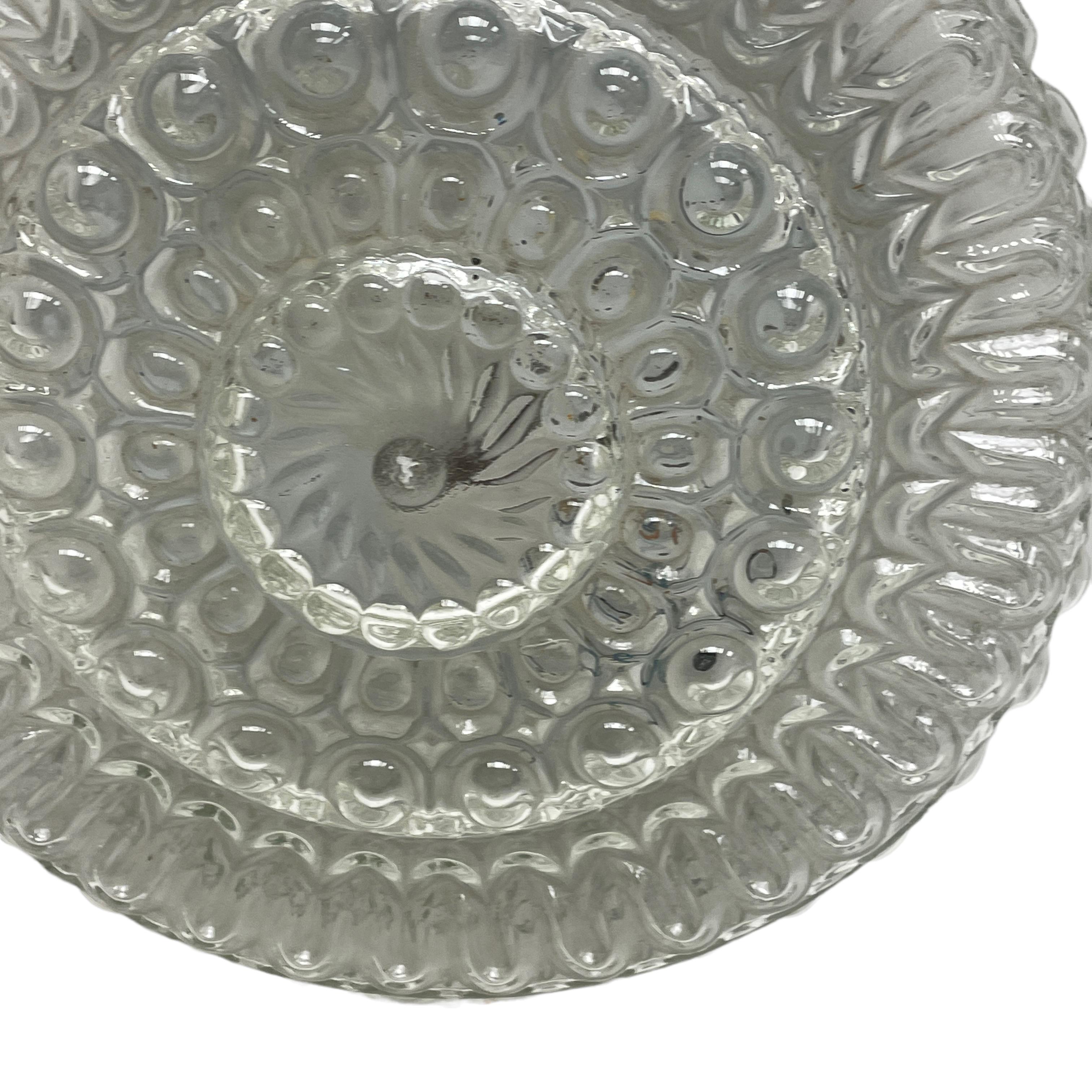 Metal Clear Bubble Glass Pattern Massive Leuchten Flush Mount Ceiling Light, 1960s For Sale