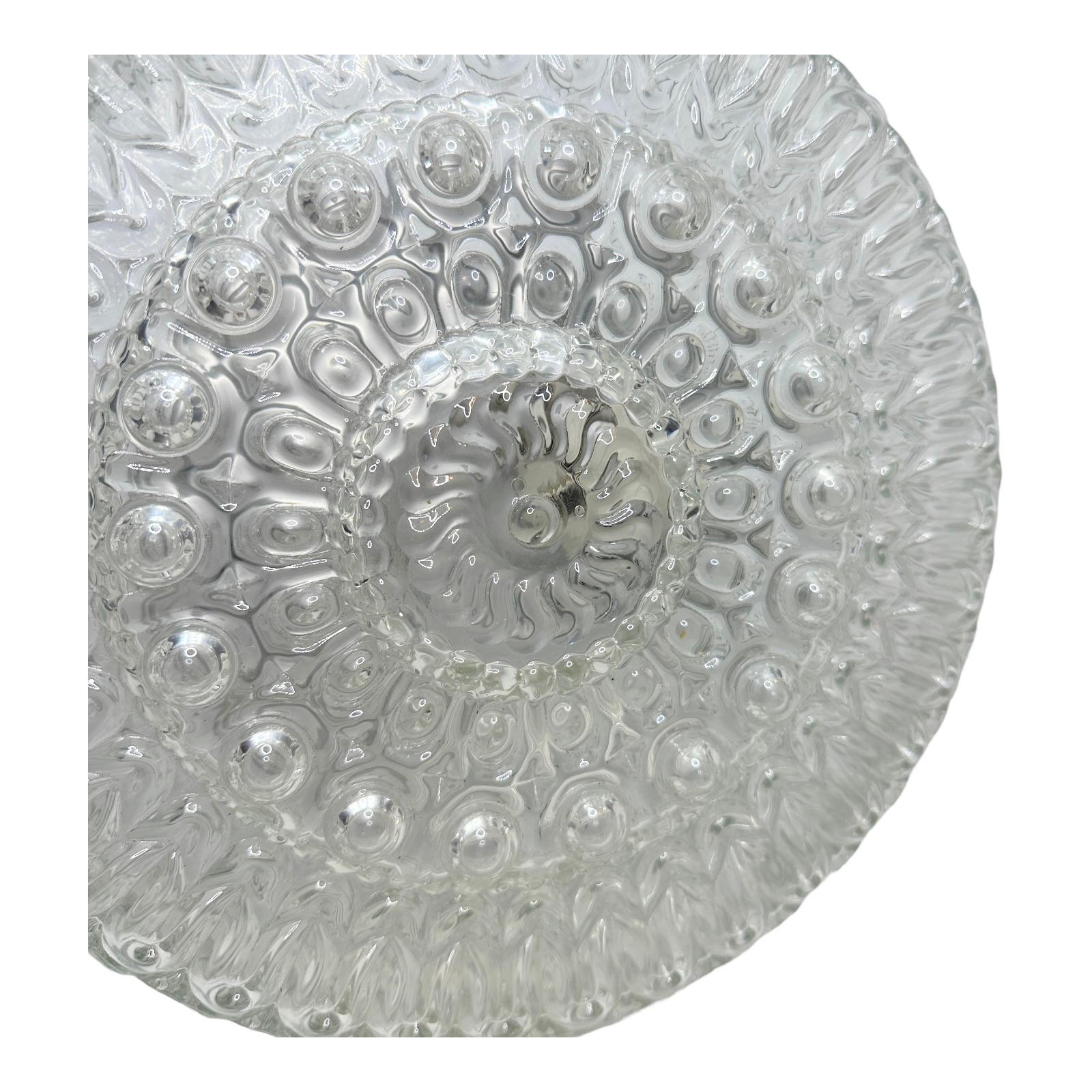 Metal Clear Bubble Glass Pattern Massive Leuchten Flush Mount Ceiling Light, 1960s For Sale