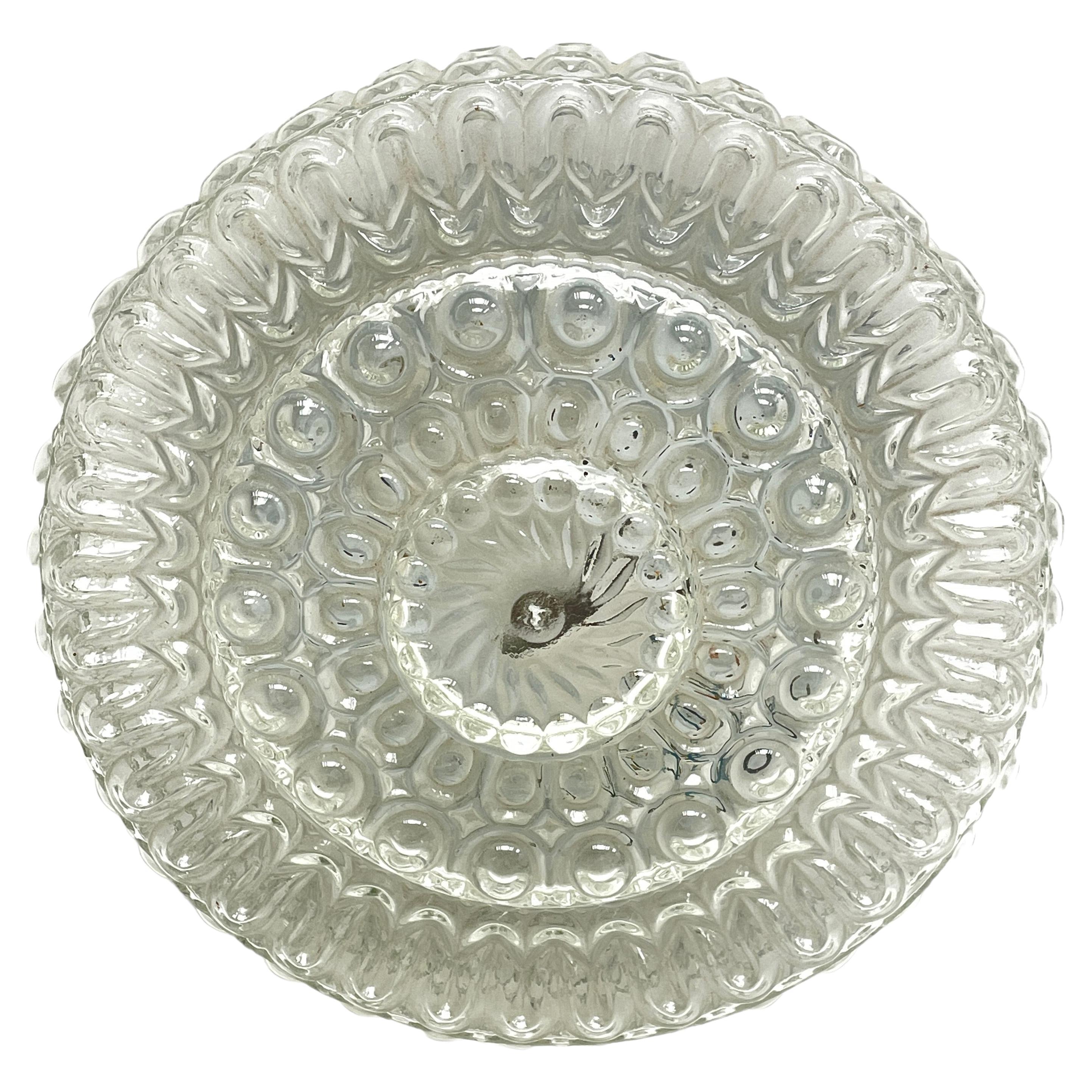 Clear Bubble Glass Pattern Massive Leuchten Flush Mount Ceiling Light, 1960s