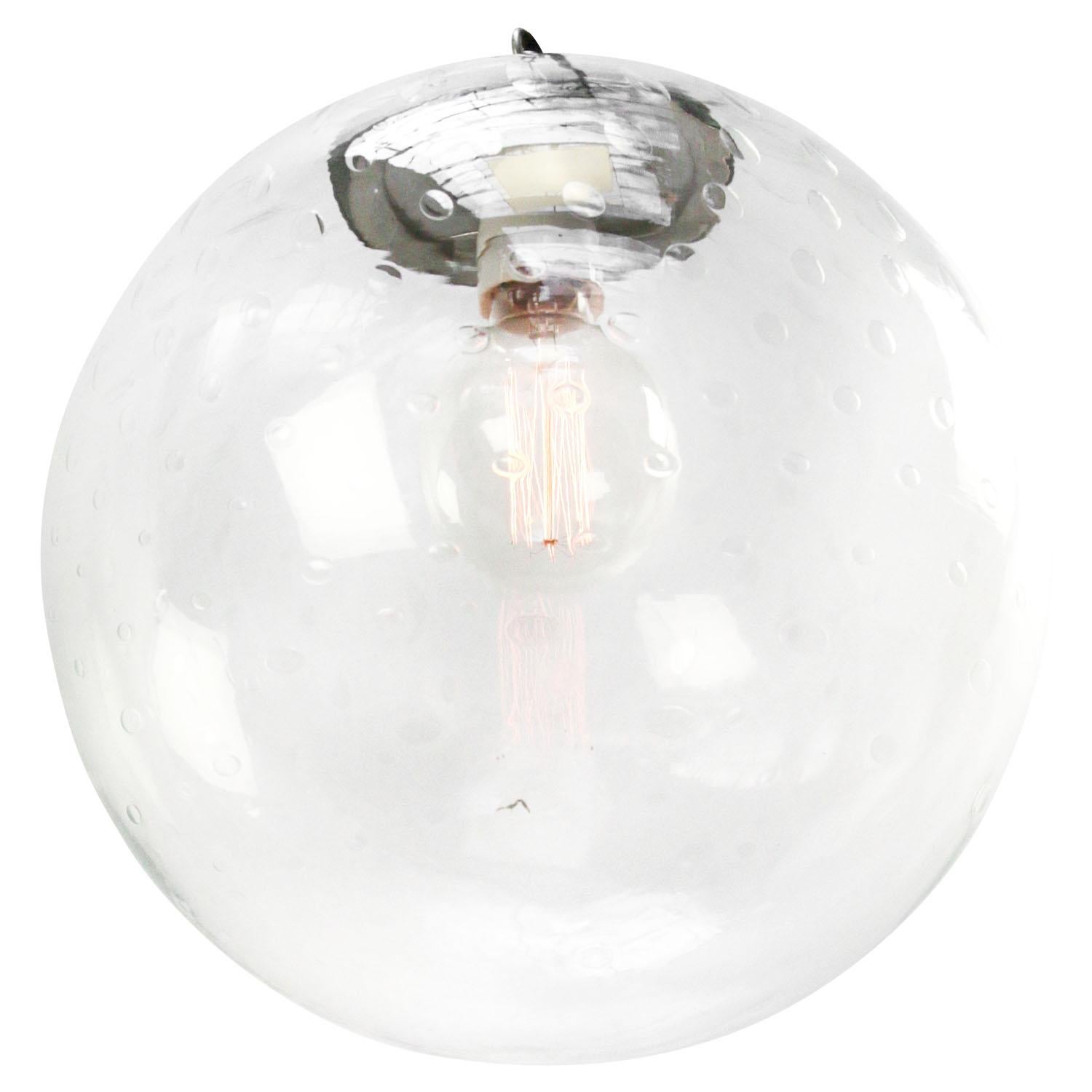 Mid-Century Modern Clear Bubble Glass Vintage Dutch Pendant Lights by RAAK