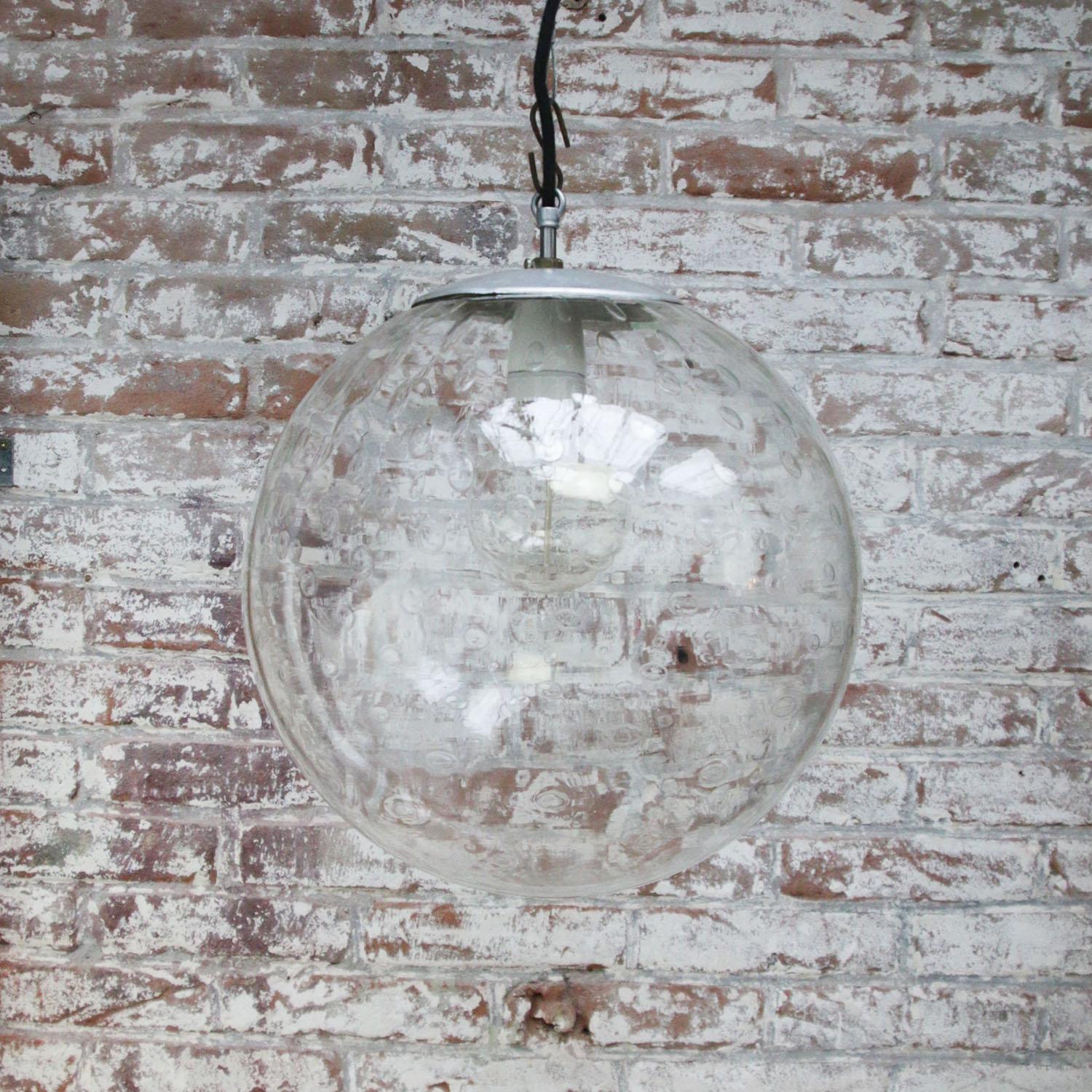 Clear Bubble Glass Vintage Dutch Pendant Lights by RAAK In Good Condition In Amsterdam, NL