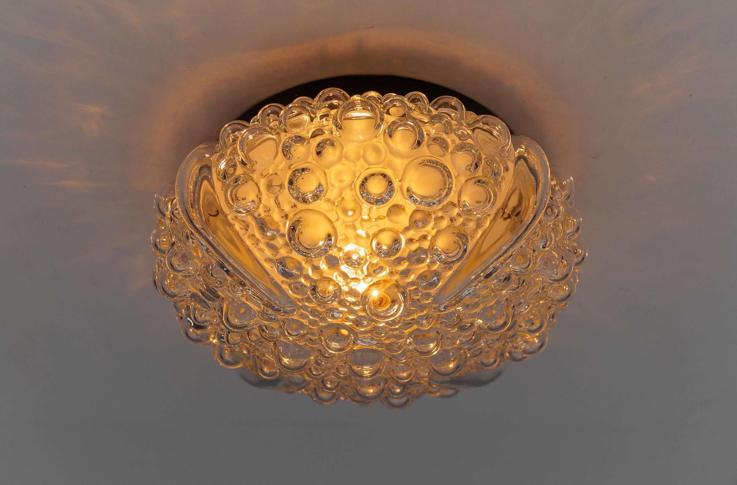 Mid-Century Modern Clear Bubble Glass Wall Lamp or Flush Mount Light, 1960s Germany For Sale