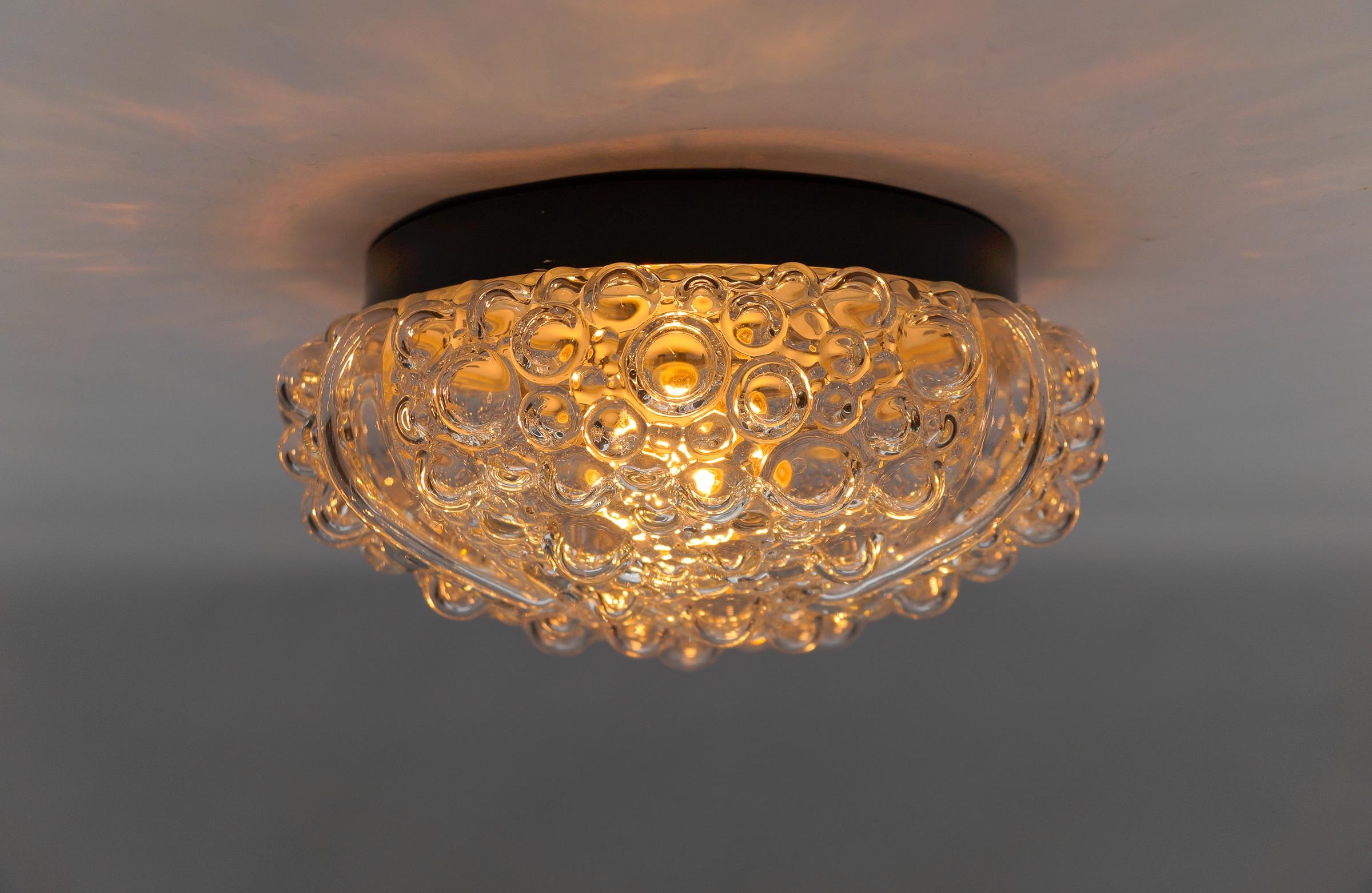 Mid-20th Century Clear Bubble Glass Wall Lamp or Flush Mount Light, 1960s Germany For Sale
