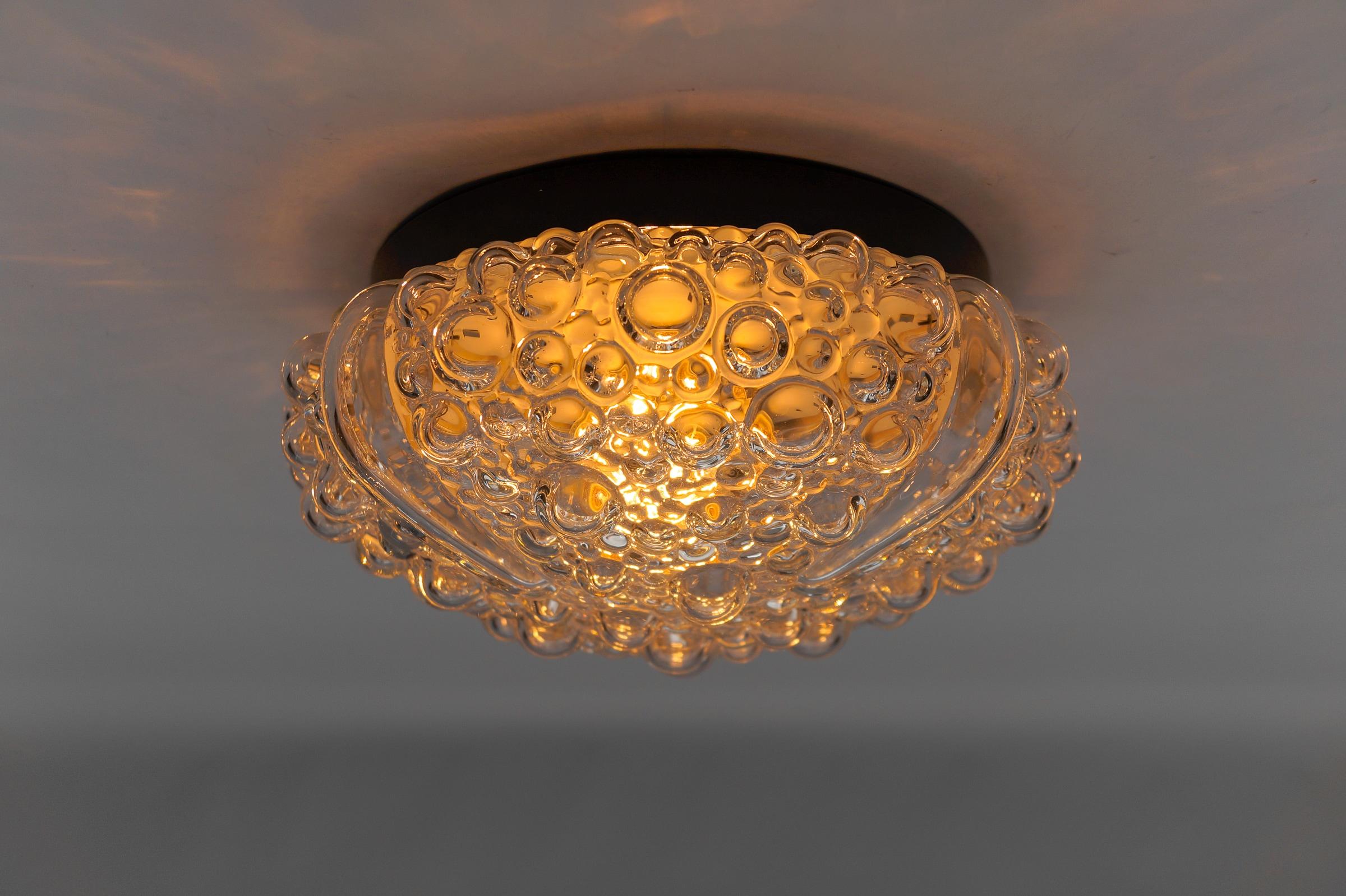 Clear Bubble Glass Wall Lamp or Flush Mount Light, 1960s Germany For Sale 1