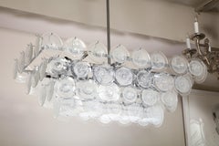Custom Clear Bubble Murano Glass Disc Chandelier in Rectangle Shape